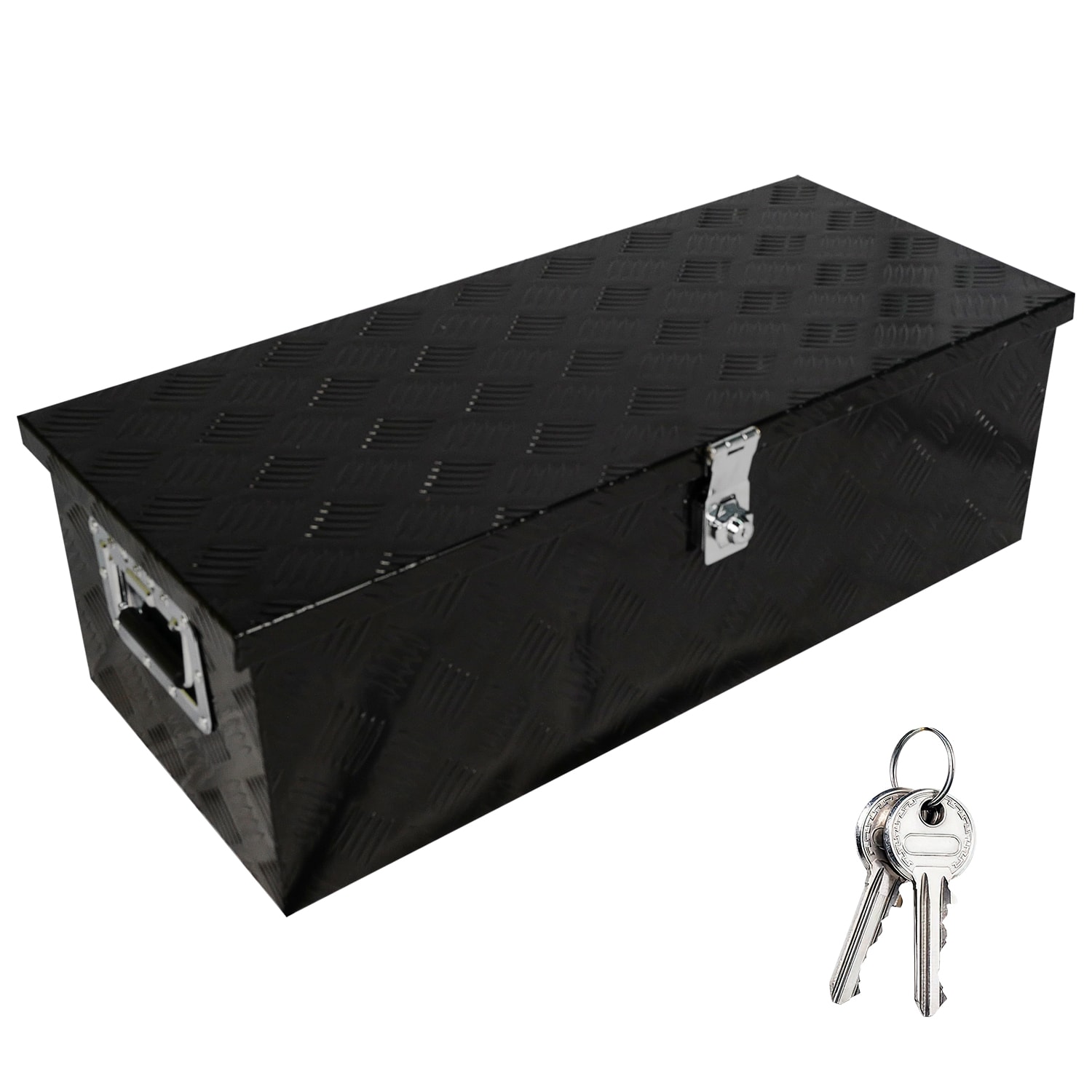 Caja de herramientas para camioneta en aluminio negro de 30 pulgadas x 12.8 pulgadas x 9.7 pulgadas SUPER-QP214-923