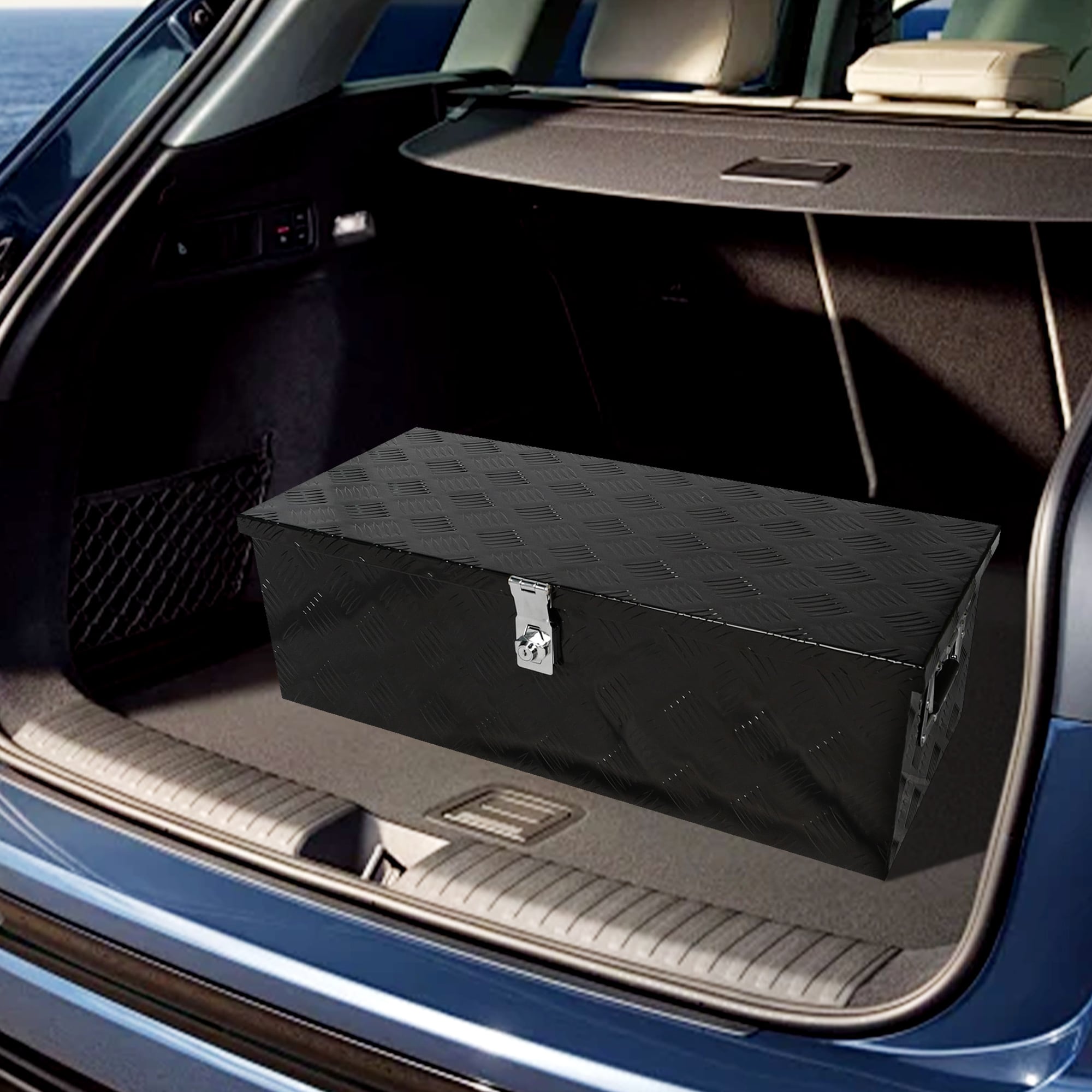 Caja de herramientas para camioneta en aluminio negro de 30 pulgadas x 12.8 pulgadas x 9.7 pulgadas SUPER-QP214-923
