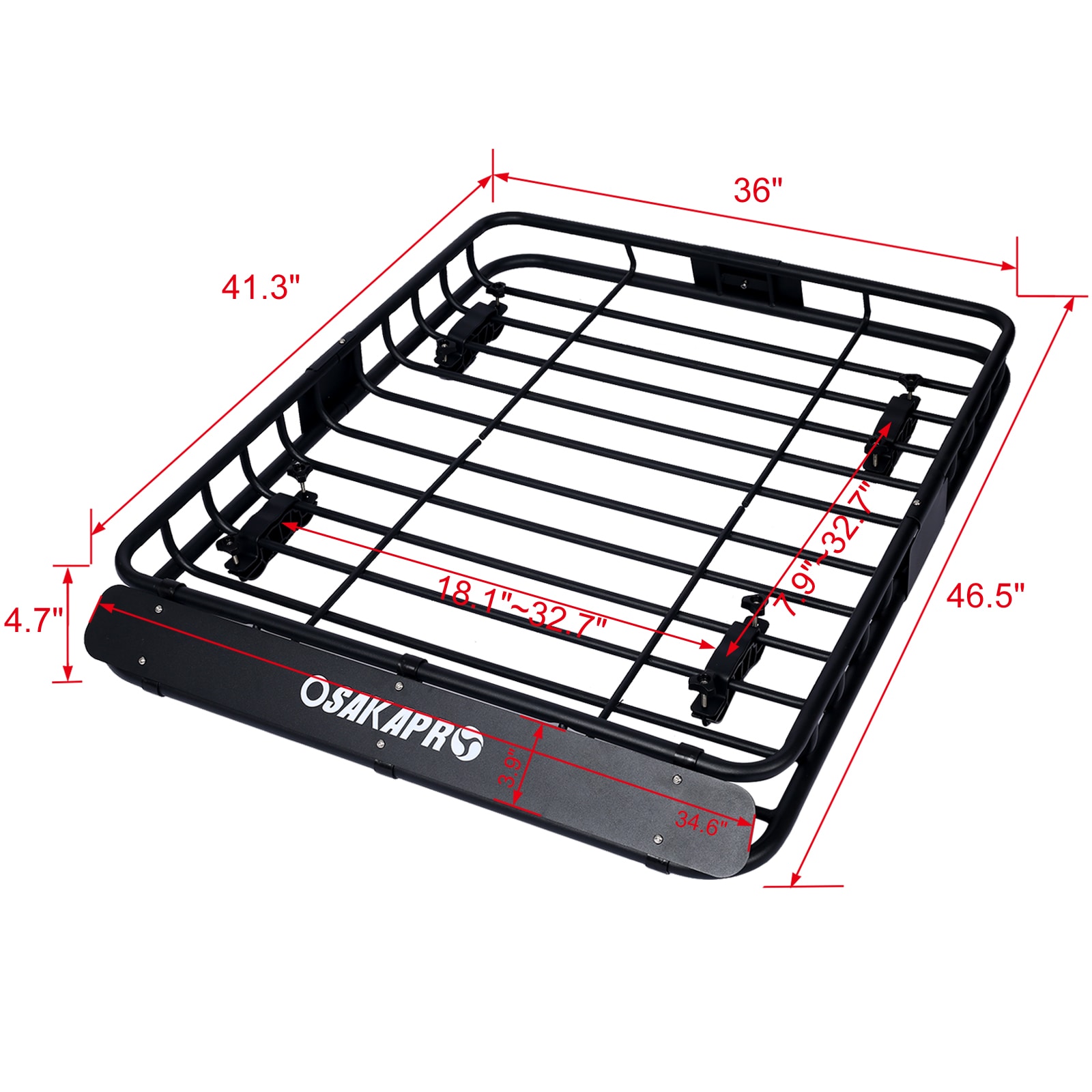 Canasta Portaequipajes para Techo de Automóvil Kahomvis 36 pulgadas L x 46.5 pulgadas A x 4.7 pulgadas H - GH-QP214-105