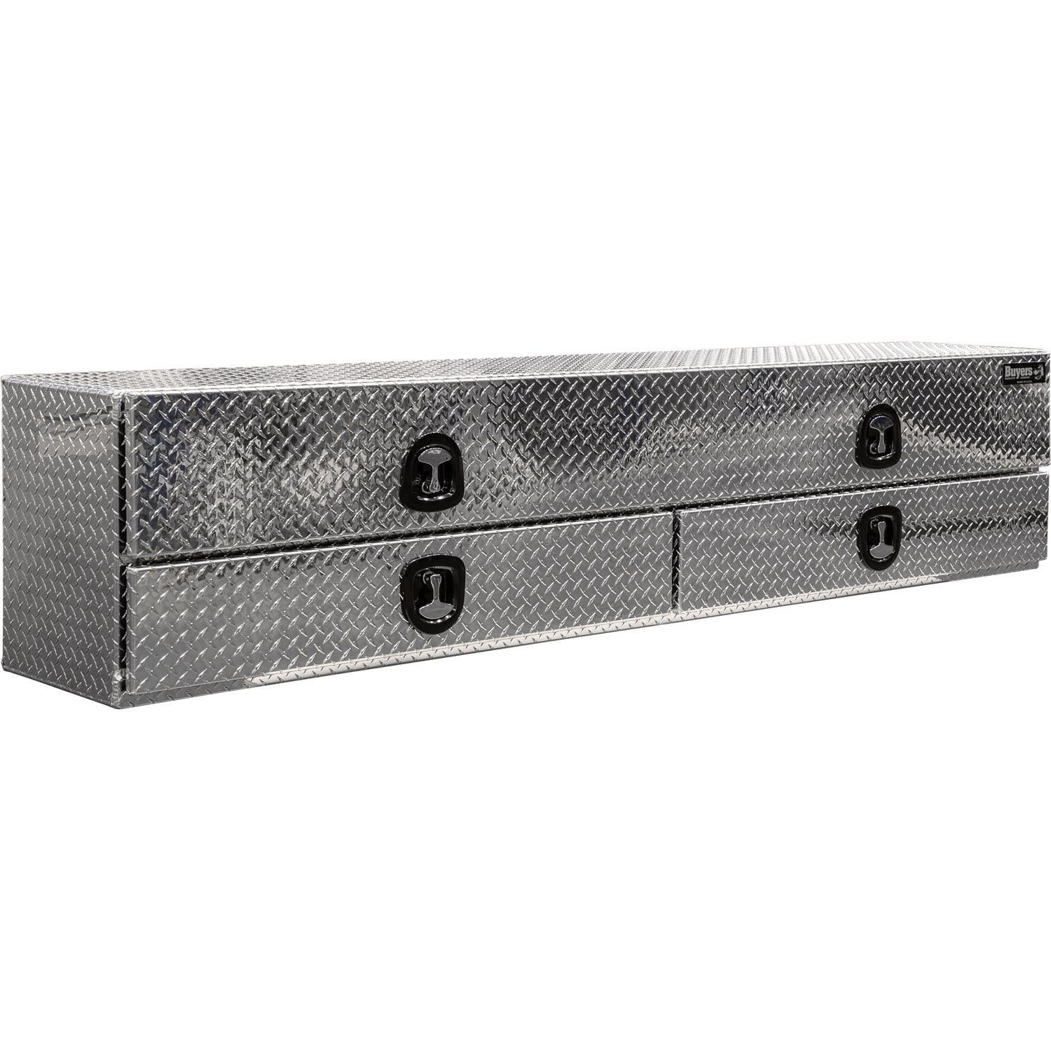 Caja de herramientas para camioneta de montaje superior de aluminio con diseño de diamante de 18 pulgadas x 90 pulgadas x 21 pulgadas de Buyers Products 1701688