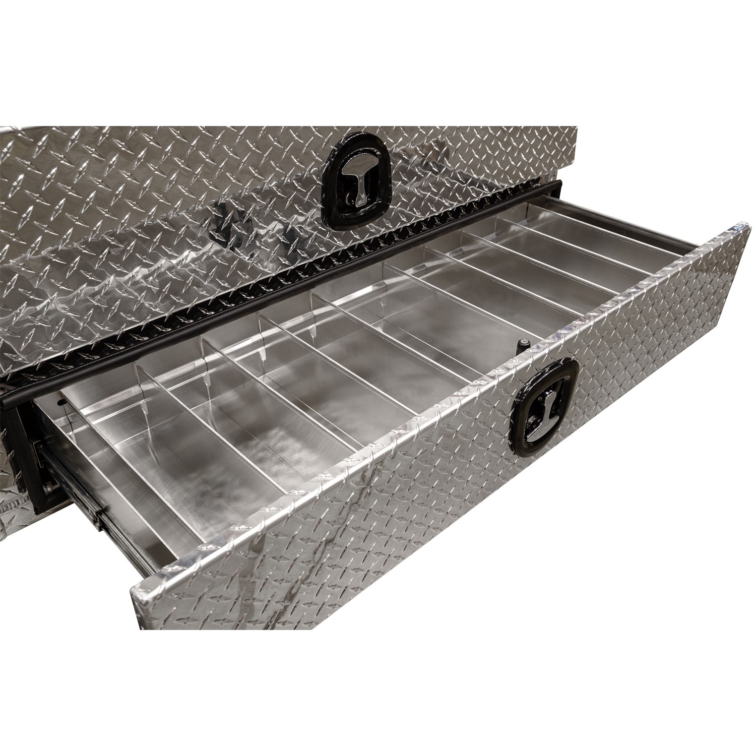 Caja de herramientas para camioneta de montaje superior de aluminio con diseño de diamante de 18 pulgadas x 90 pulgadas x 21 pulgadas de Buyers Products 1701688