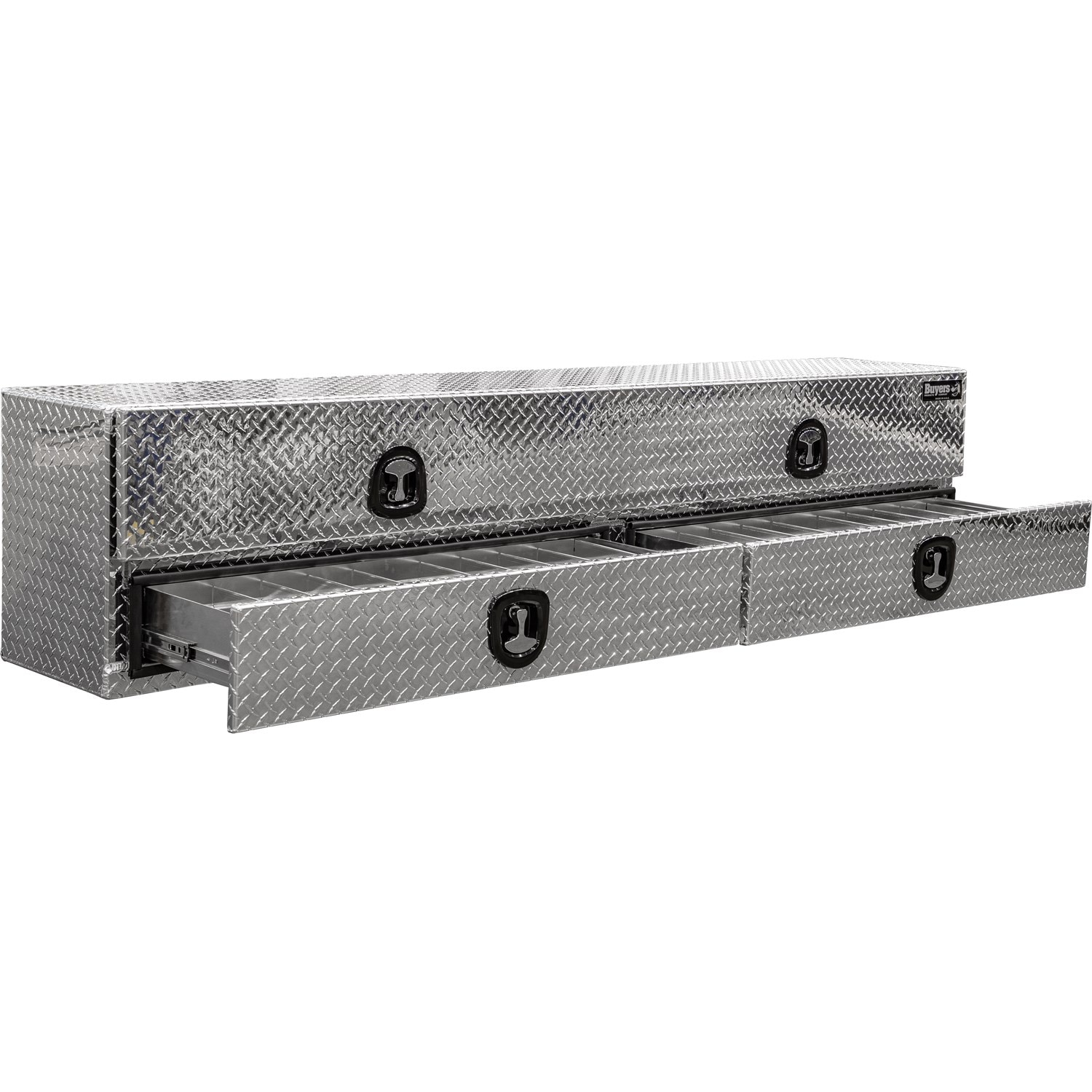 Caja de herramientas para camioneta de montaje superior de aluminio con diseño de diamante de 18 pulgadas x 90 pulgadas x 21 pulgadas de Buyers Products 1701688