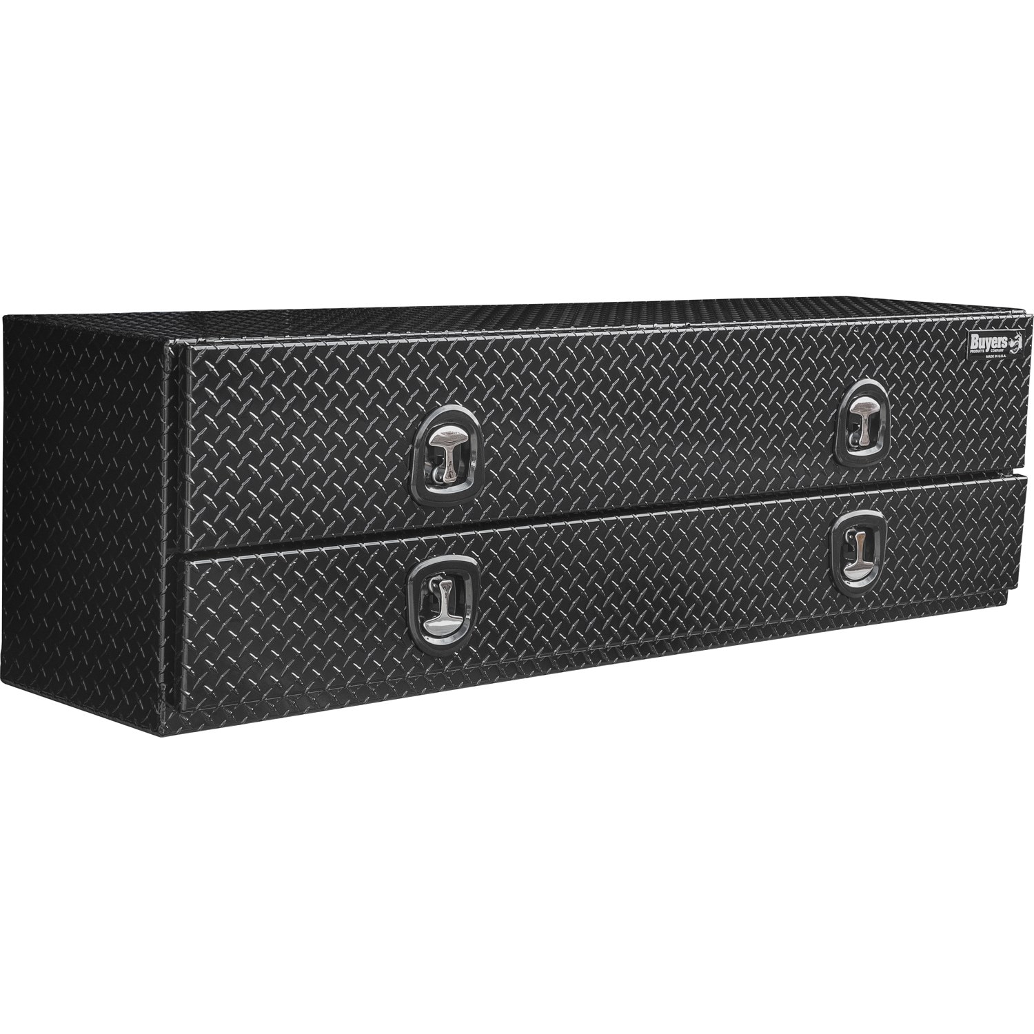 Caja de herramientas para camión montada en la parte superior de aluminio con acabado de diamante en negro brillante de 18 pulgadas x 88 pulgadas x 21 pulgadas