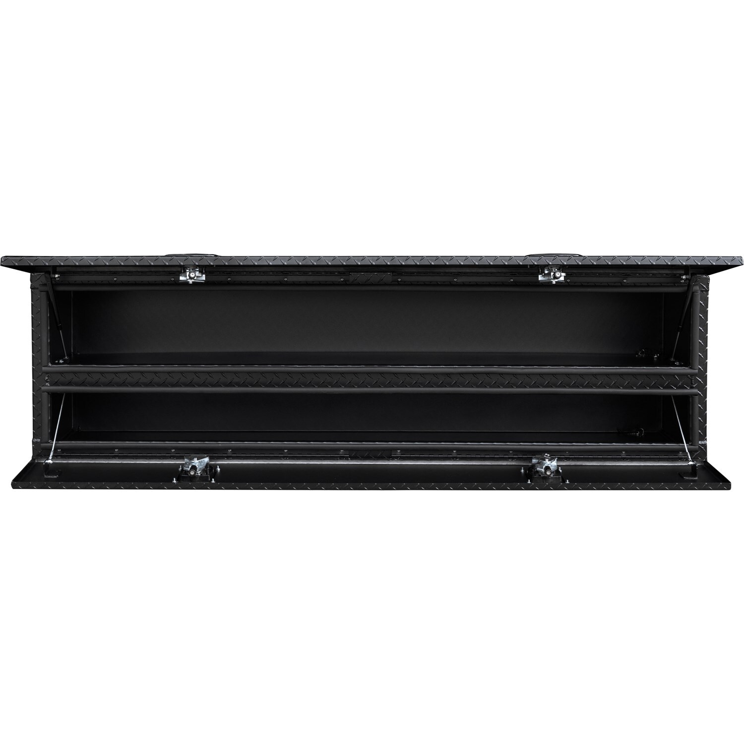 Caja de herramientas para camioneta montada en la parte superior de aluminio con textura de diamante negro mate de 18 pulgadas x 88 pulgadas x 21 pulgadas, marca Buyers 1722583