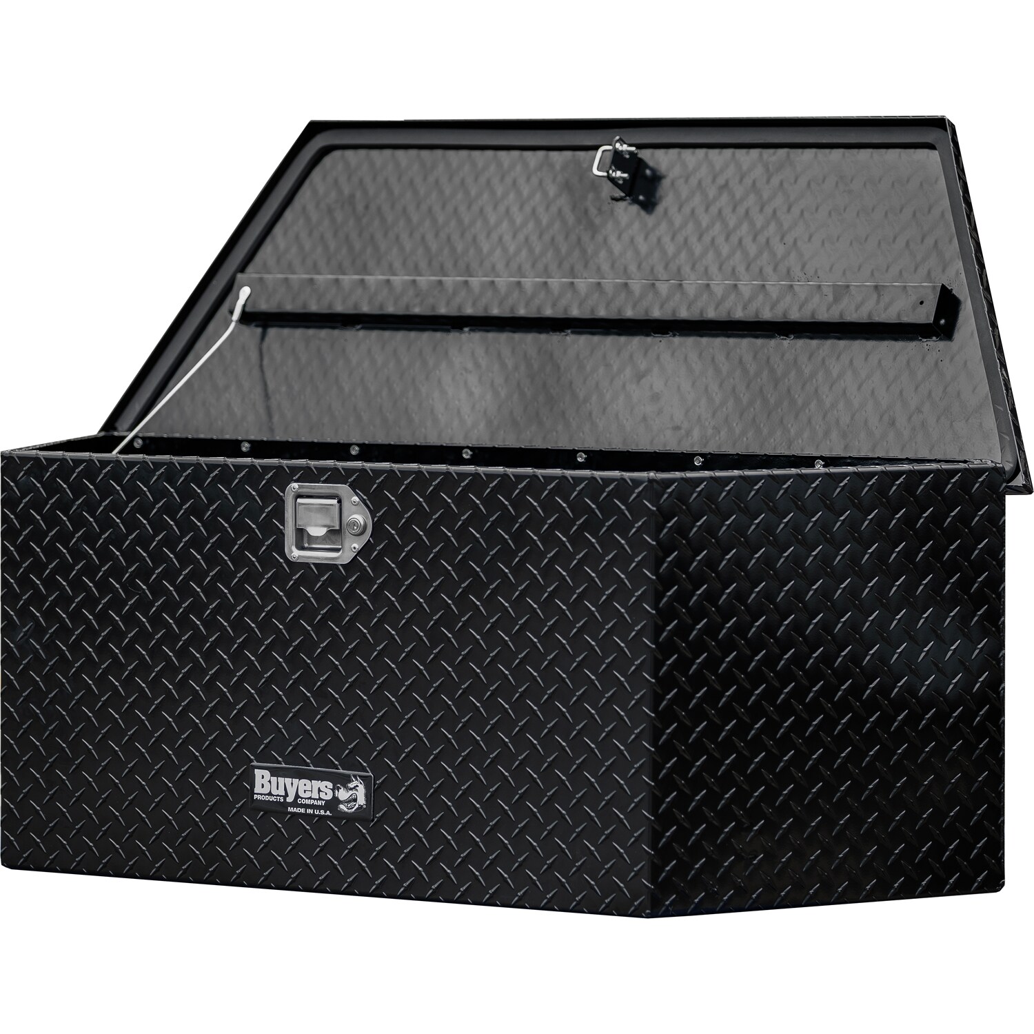 Caja de herramientas para camión en forma de cofre de aluminio negro con relieve de diamante de 19 pulgadas x 42 pulgadas x 19 pulgadas de Buyers Products