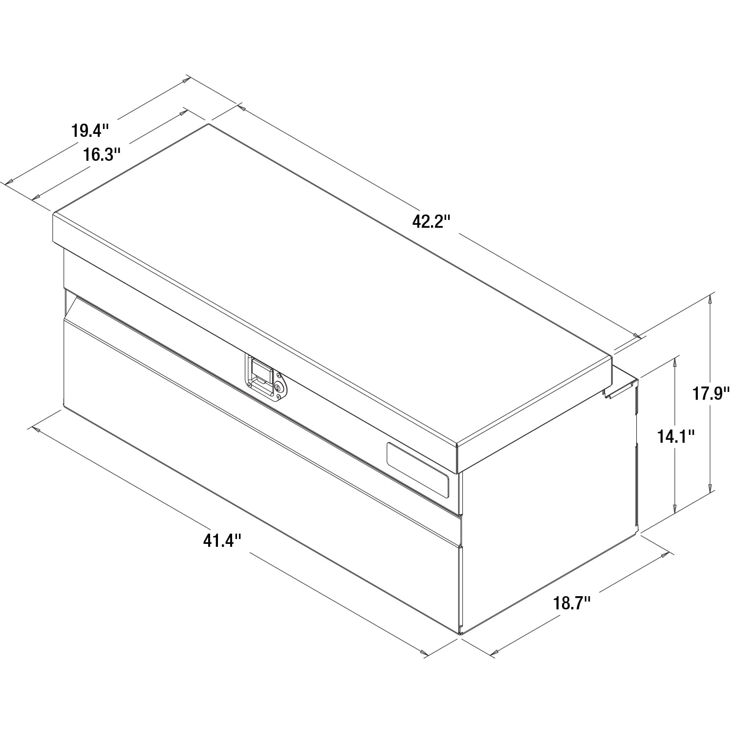 Caja de herramientas para remolque de aluminio con relieve de diamante de 17 pulgadas x 49.22 pulgadas x 18.33 pulgadas