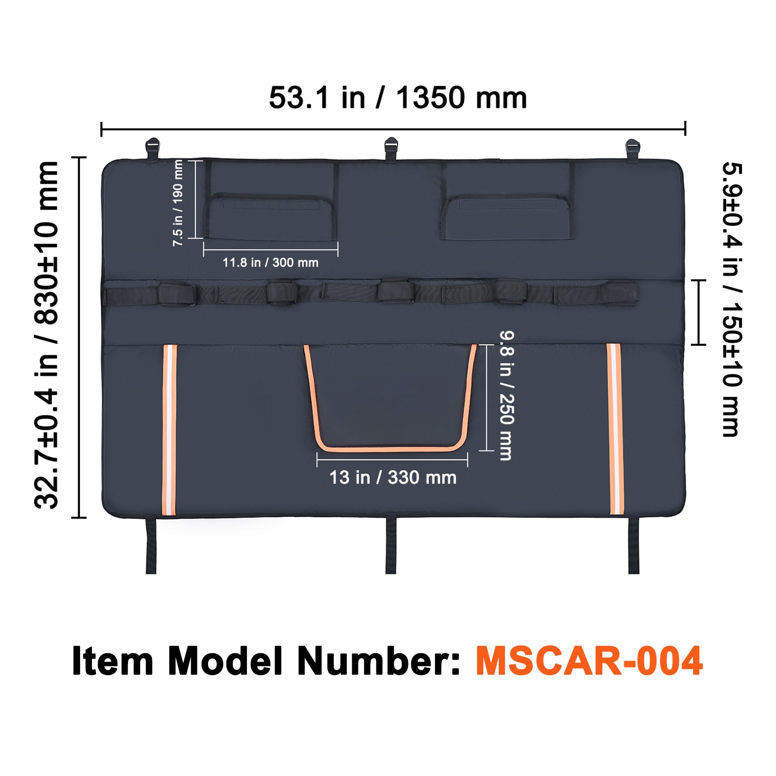 Protector de cola para bicicletas SVOPES de 53 pulgadas. Protector de puerta trasera para camionetas para 5 bicicletas de montaña. Franjas reflectantes y bolsillos para herramientas. Con apertura para cámara para camionetas de tamaño mediano. Material duradero SVOPESJYKWMD501299V0.
