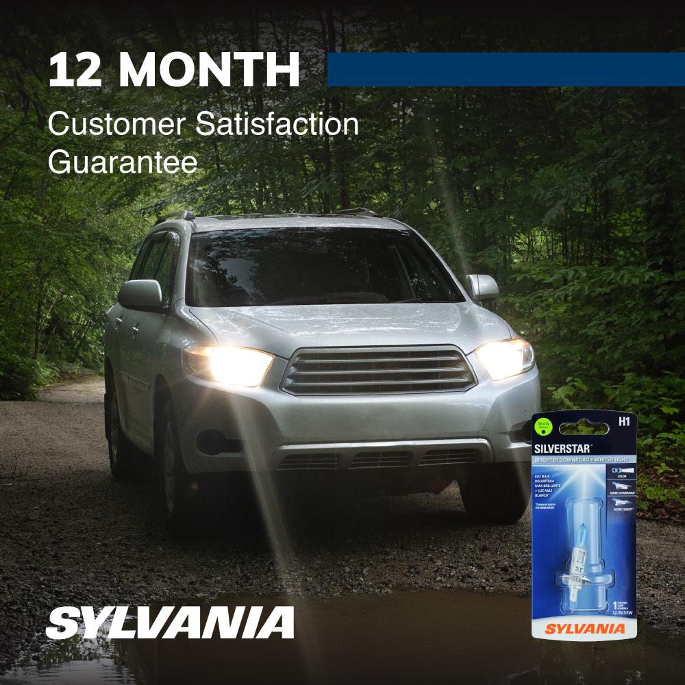 Lámparas halógenas para iluminación frontal SYLVANIA H1 SilverStar, 2 piezas - Luces más brillantes, luz más blanca, suministradas por el fabricante original