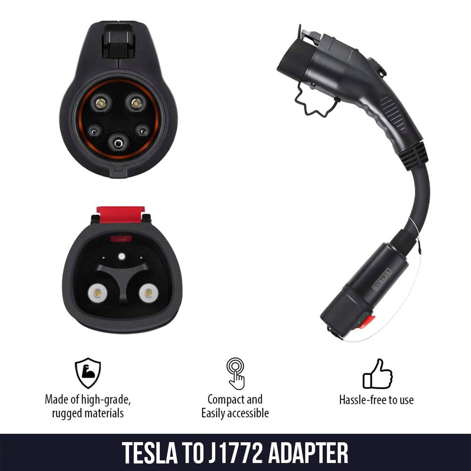 Cargador de Vehículo Eléctrico Lectron Tesla a J1772 40A 250V Adaptador de Cargador de Vehículo Eléctrico EV