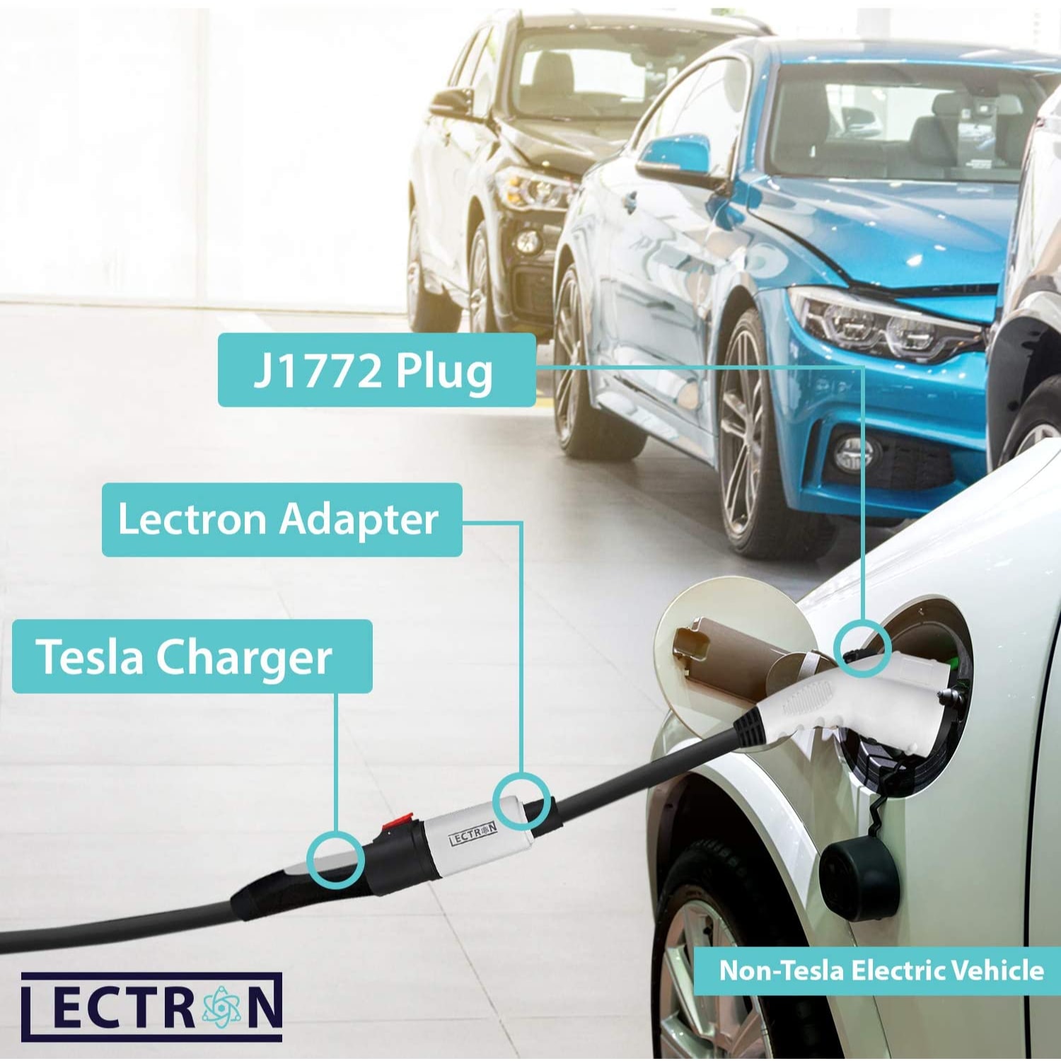Cargador de Vehículo Eléctrico Lectron Tesla a J1772 40A 250V Adaptador de Cargador de Vehículo Eléctrico EV