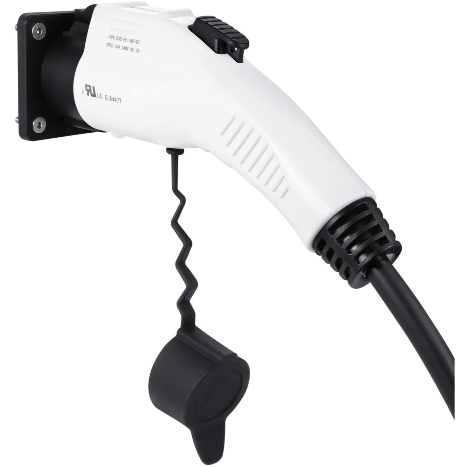 Cargador de coche eléctrico EV Lectron J1772 para pared con boquilla, montaje en muelle y gancho J