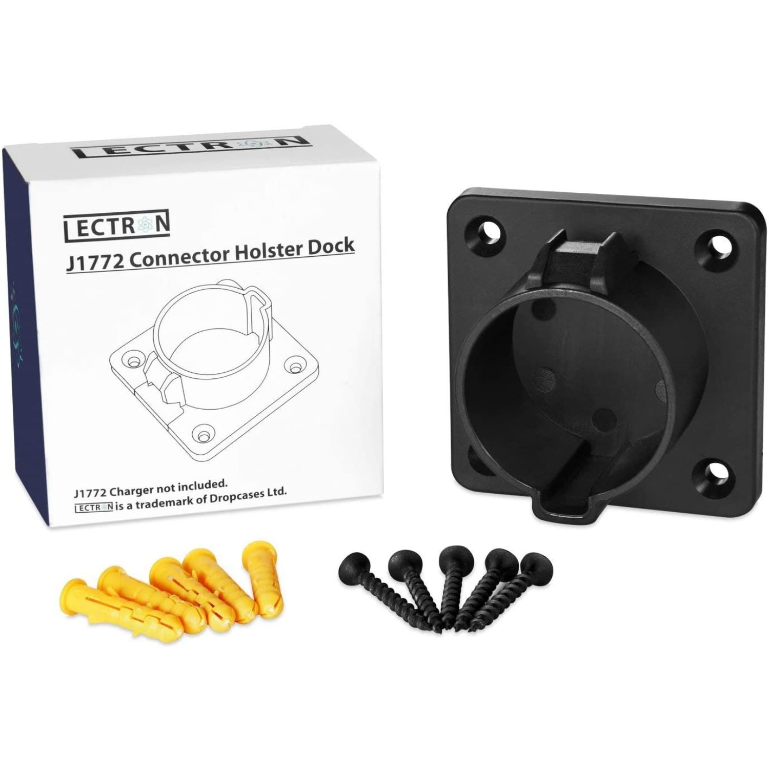 Cargador de coche eléctrico EV Lectron J1772 para pared con boquilla, montaje en muelle y gancho J
