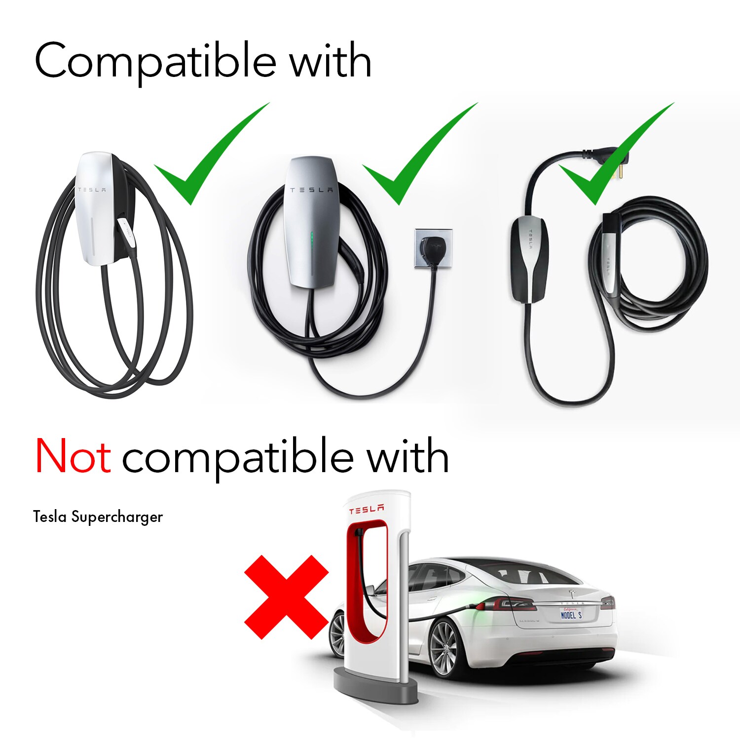 Adaptador de Lectron Tesla a J1772 48A - Para vehículos eléctricos J1772 (Negro) - Adaptador de Cargador para Vehículo Eléctrico EV 4895230314098