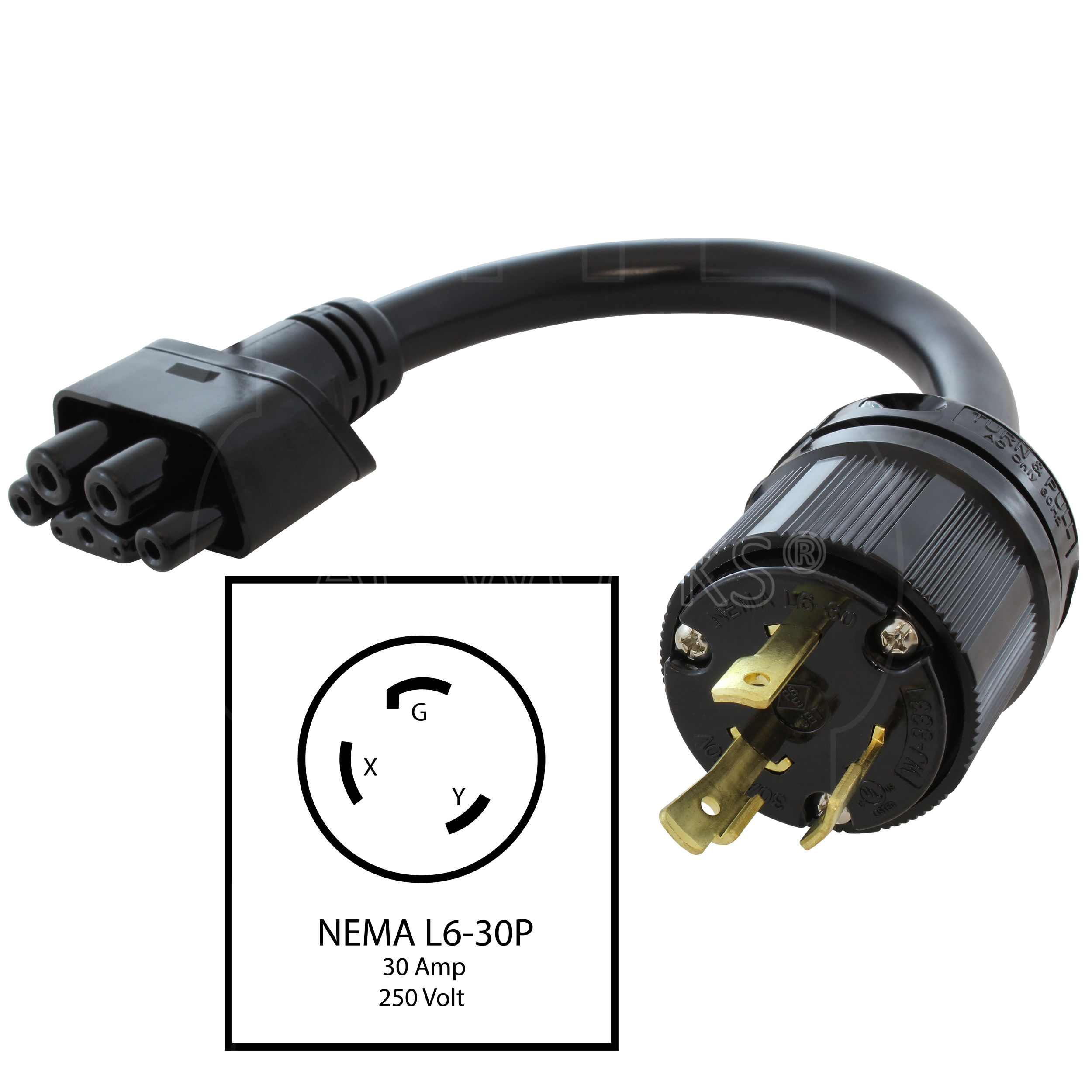 Adaptador AC WORKS 24A NEMA L6-30 para Conector Móvil Gen. II Tesla Cargador de Vehículo Eléctrico EV Adaptador G2EVL630PT-24A
