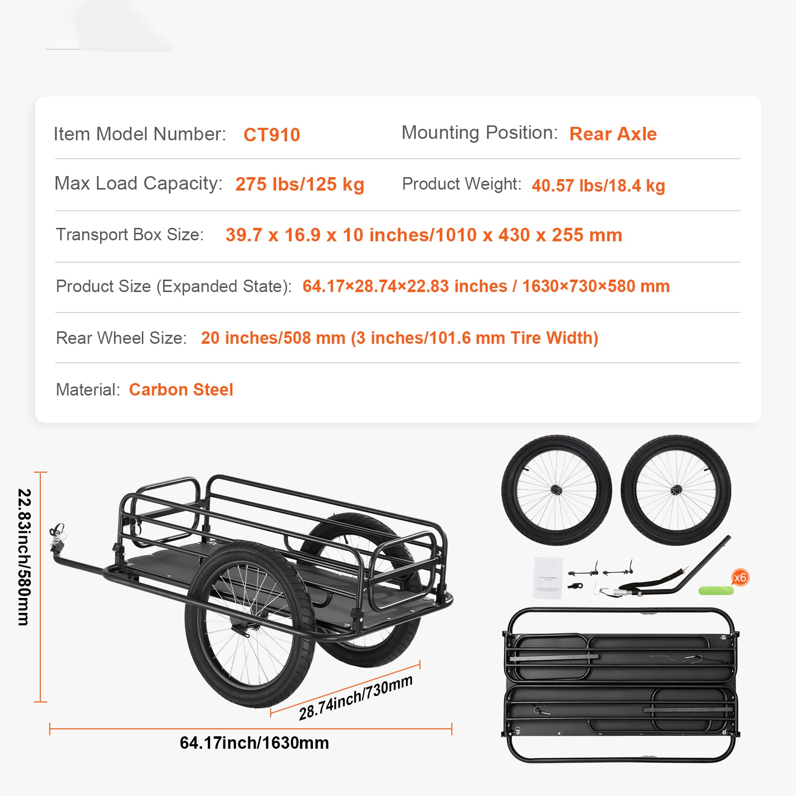 Remolque Cerrado de 2.4 pies x 5.35 pies (Capacidad de 275 lb)