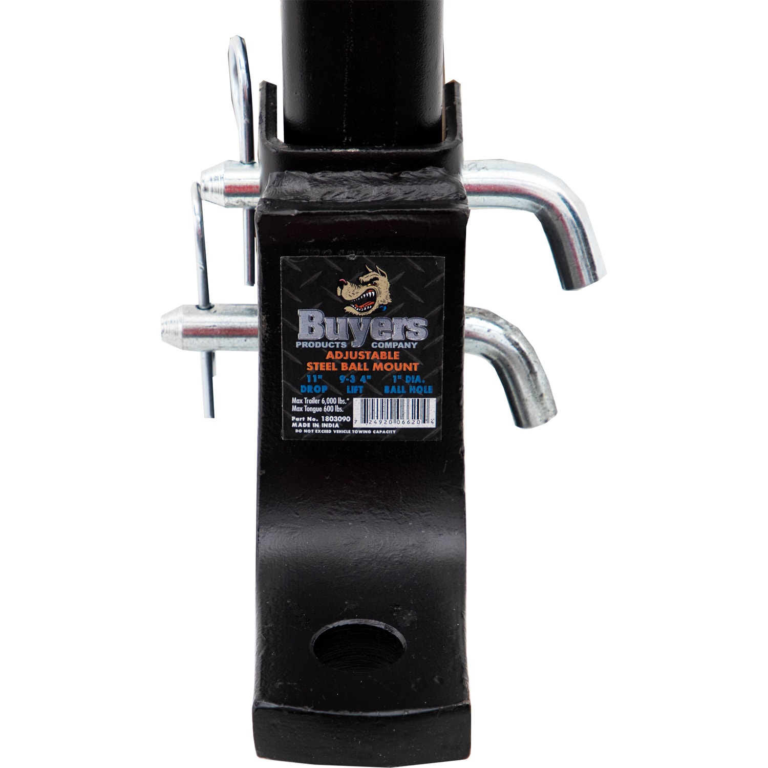 Soporte para remolque ajustable de acero con receptáculo de 2 pulgadas y caída de 11 pulgadas de Buyers Products