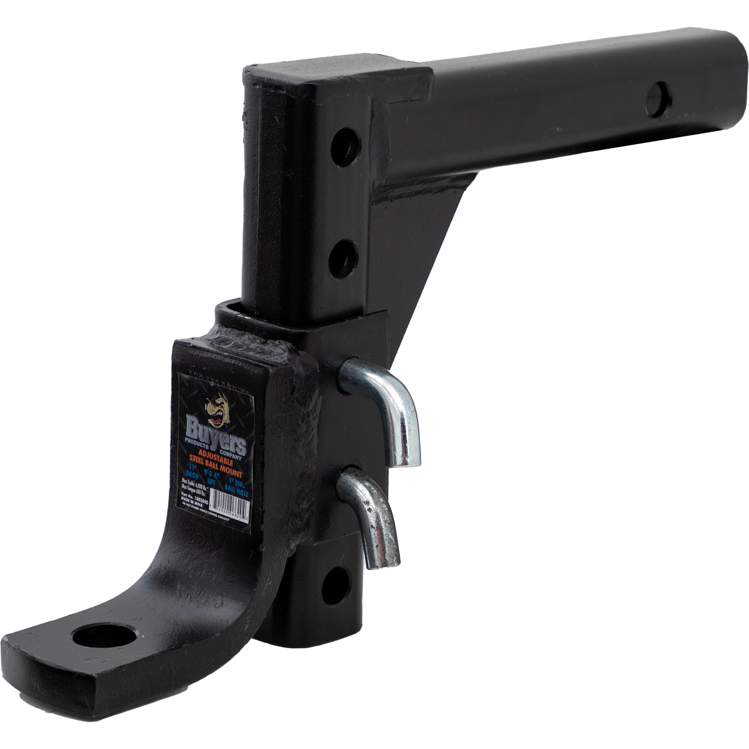 Soporte para remolque ajustable de acero con receptáculo de 2 pulgadas y caída de 11 pulgadas de Buyers Products