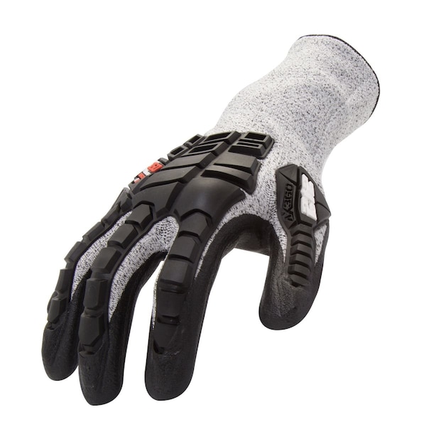 Guantes de alto rendimiento resistentes a cortes con recubrimiento de impacto, nivel de corte 3, negro/blanco, S - AXIMPC3-06-008