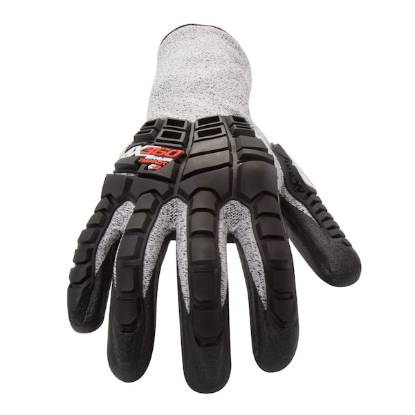Guantes de alto rendimiento resistentes a cortes con recubrimiento de impacto, nivel de corte 3, negro/blanco, S - AXIMPC3-06-008