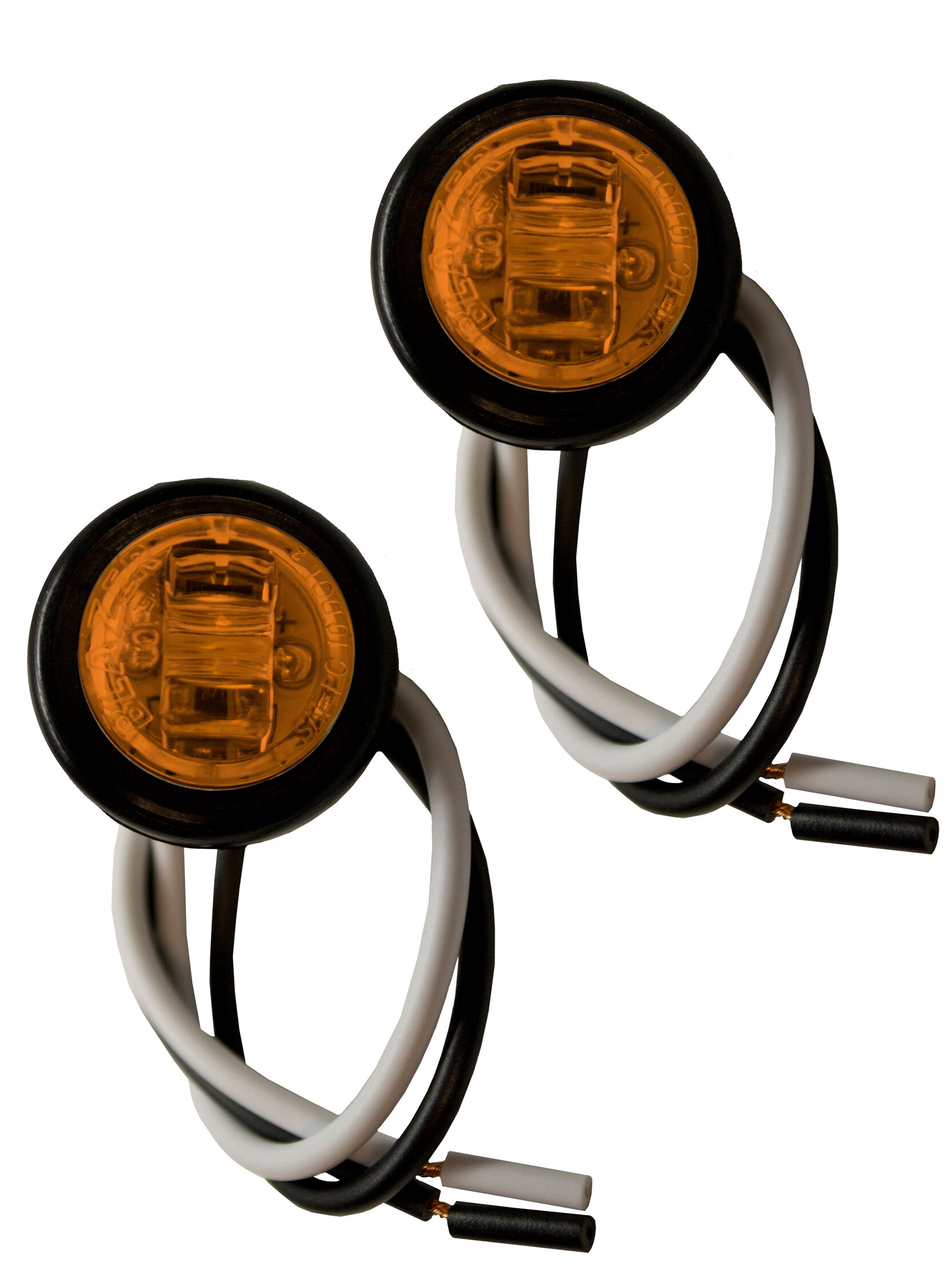 Luces intermitentes laterales redondas LED de 3/4" con arandela de goma, ámbar (paquete de 2) Hopkins