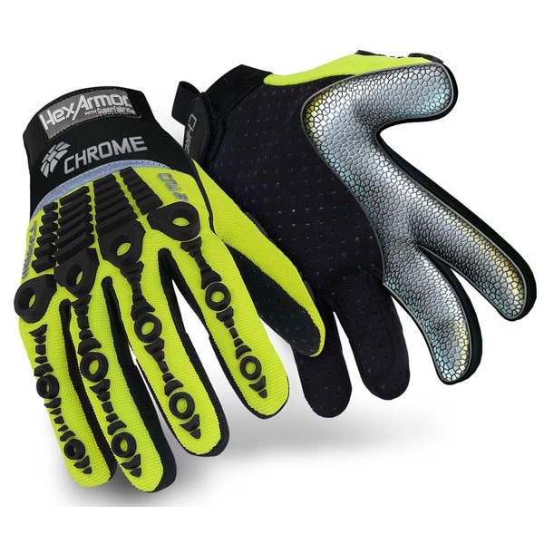 Guantes Hexarmor de Alto Impacto con Resistencia a Cortes y Alta Visibilidad, Nivel de Corte A8, Negro/Verde, Talla 3XL - 4026-XXXL (12)