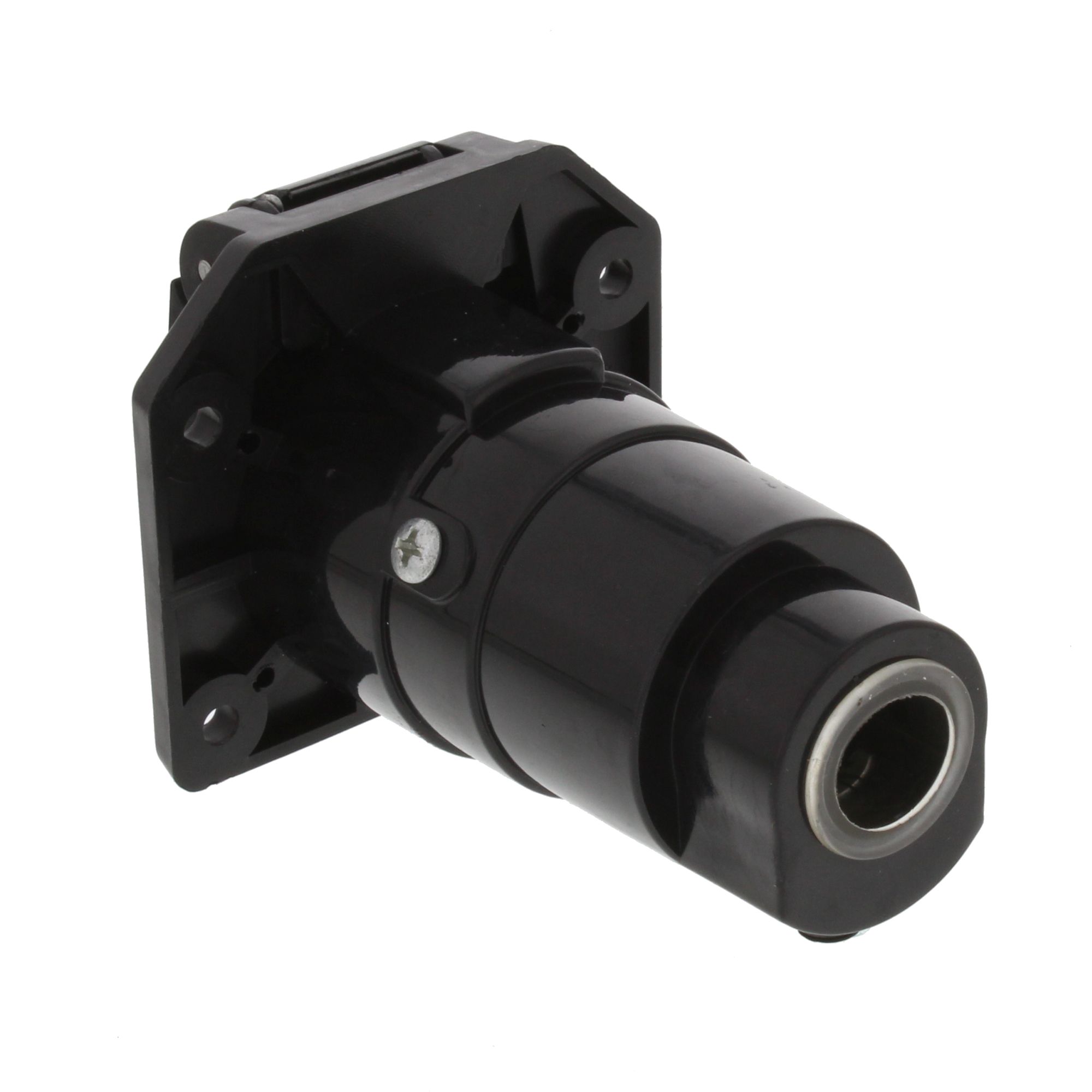 Conector eléctrico con 7 vías para vehículos de Road & Home, fabricado con material ABS negro. Uso en extremo del vehículo. RVP012