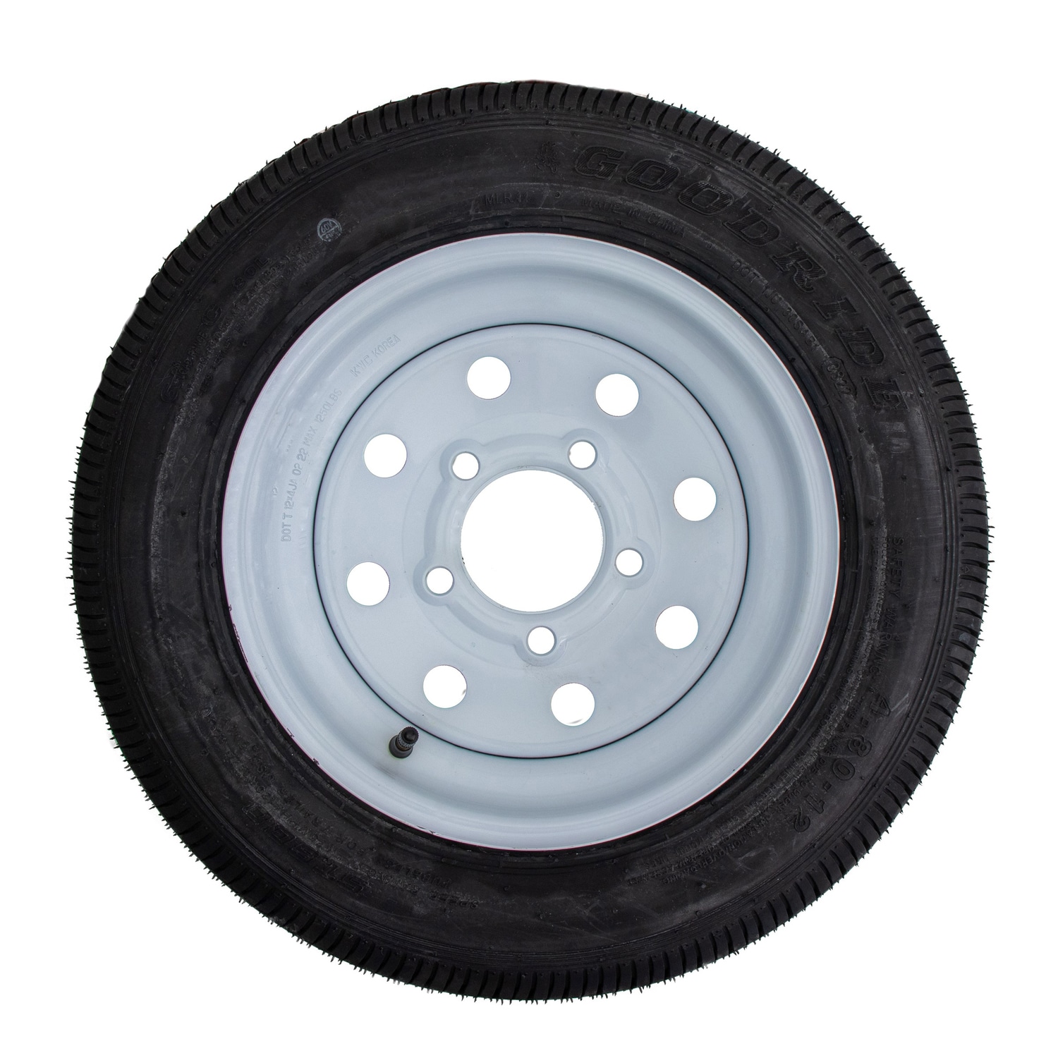 Llanta de Remolque 4.80-12 de 6 Capas y Rueda Blanca 5 Birlos en 4.5 pulgadas de Carry-On Trailer