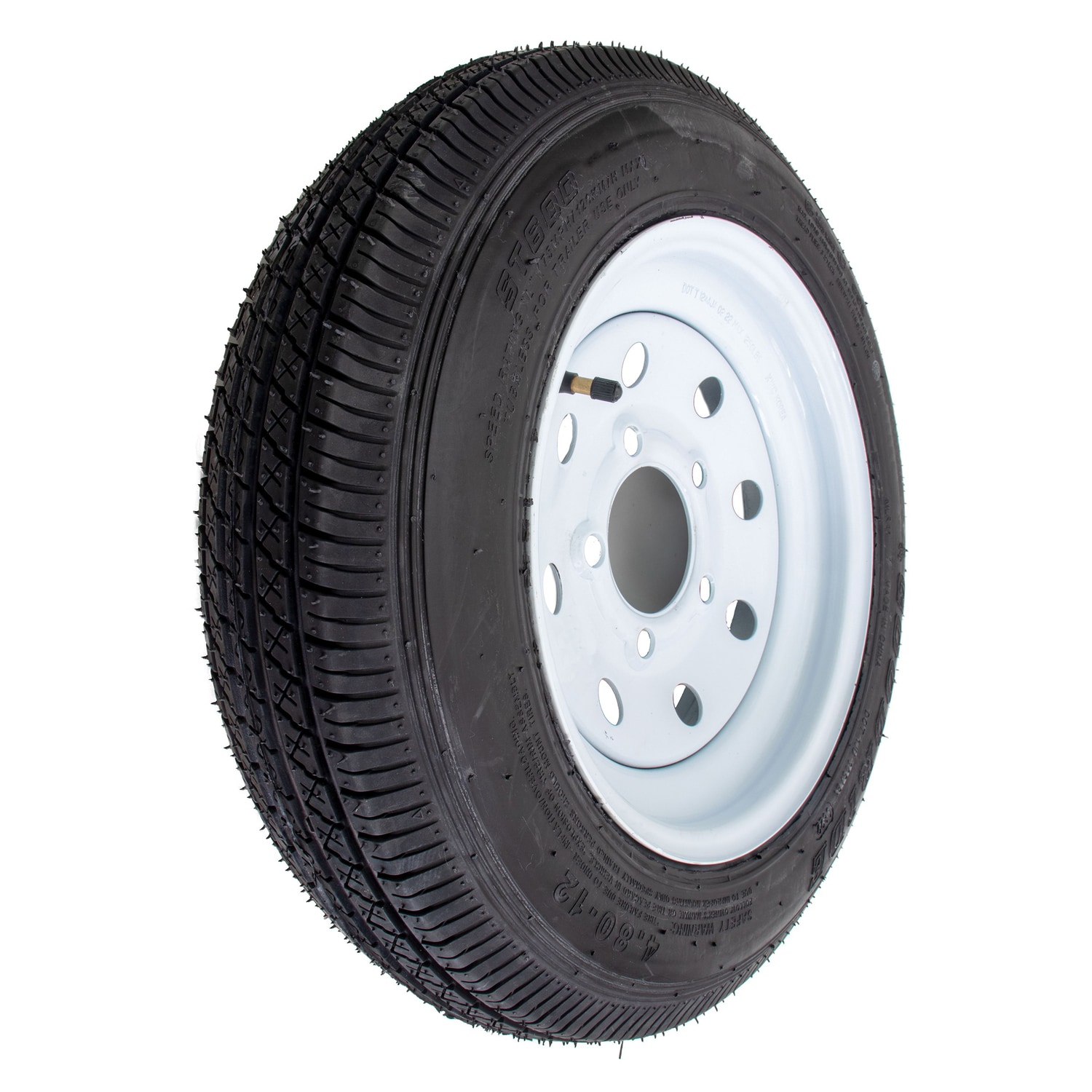 Llanta de Remolque 4.80-12 de 6 Capas y Rueda Blanca 5 Birlos en 4.5 pulgadas de Carry-On Trailer