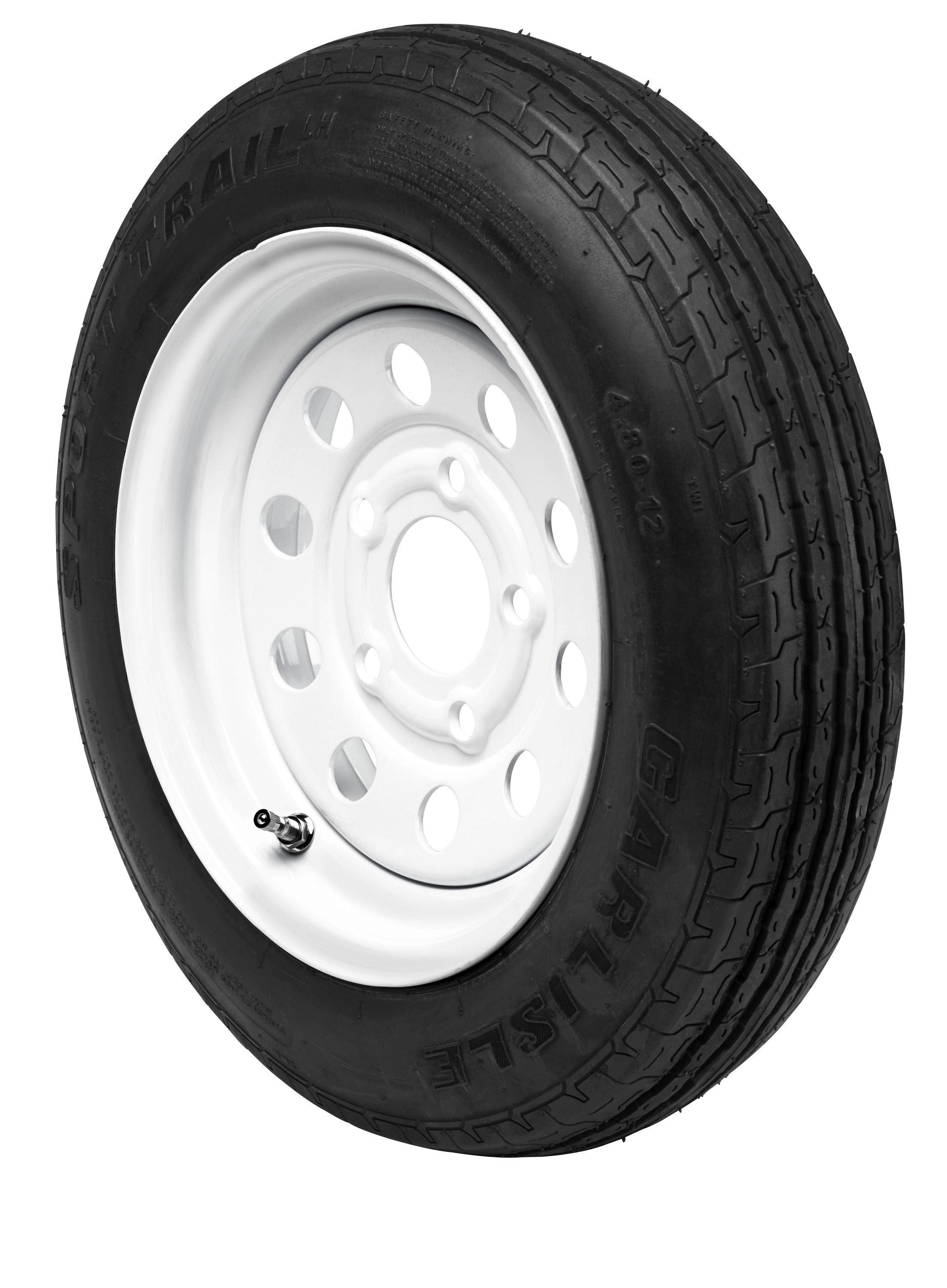 Llanta de Remolque 4.80-12 de 6 Capas y Rueda Blanca 5 Birlos en 4.5 pulgadas de Carry-On Trailer