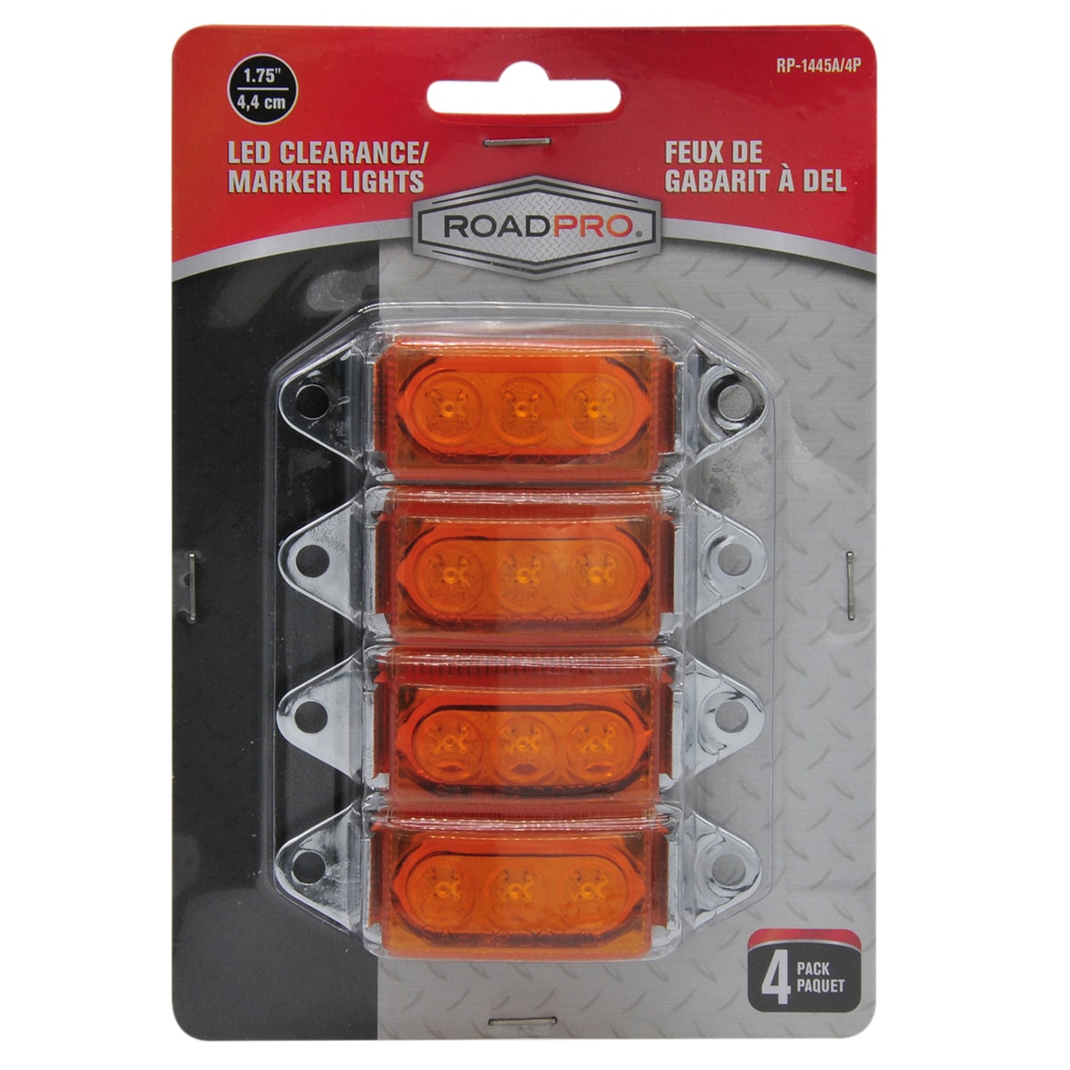 Luz indicadora de eliminación LED en ámbar de 1.75 pulgadas por 1 pulgada RoadPro Roadpro, paquete de 4 RP-1445A/4P