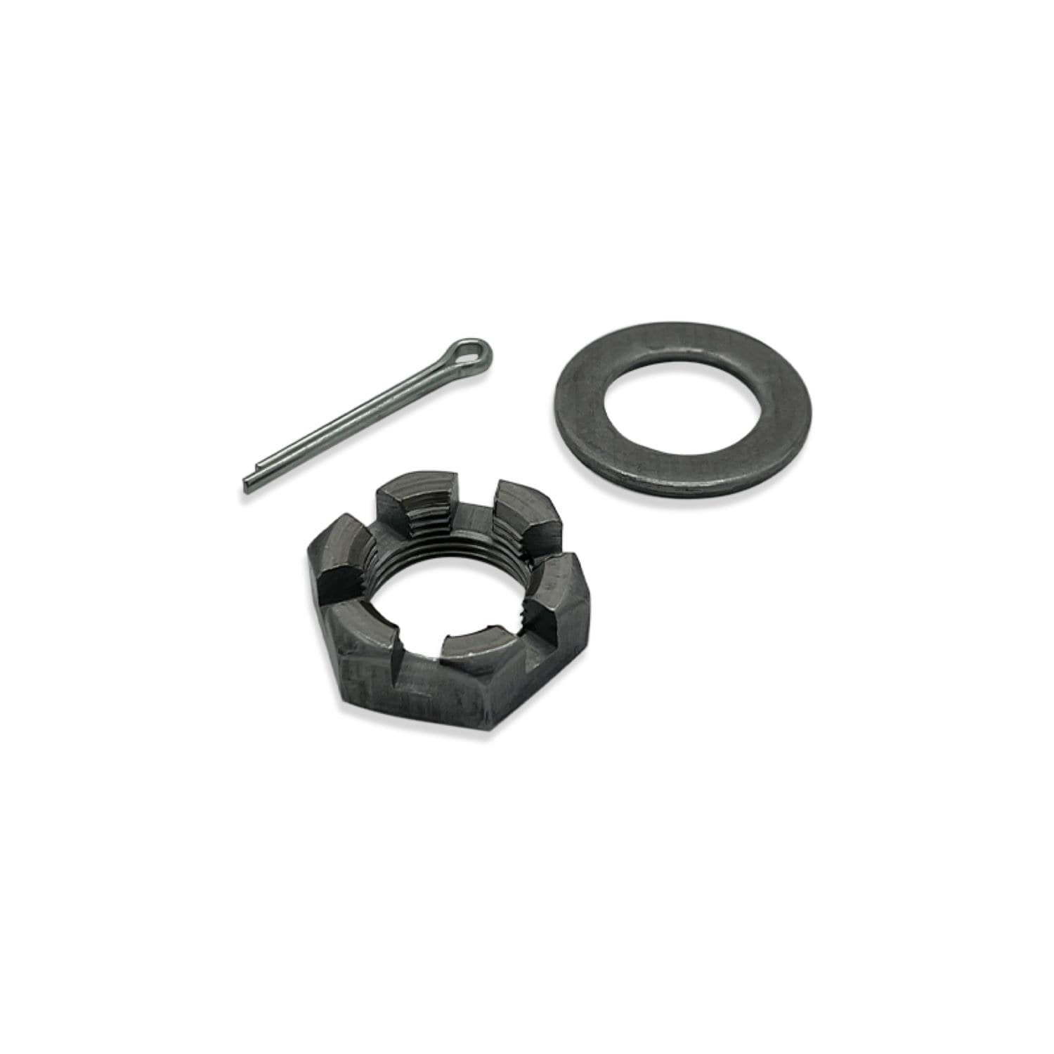 Kit de Reparación para Remolque de Carga: Tuerca tipo castillo, Pasador de chaveta y Arandela para Husillos de 1-1/16 pulgadas 643T