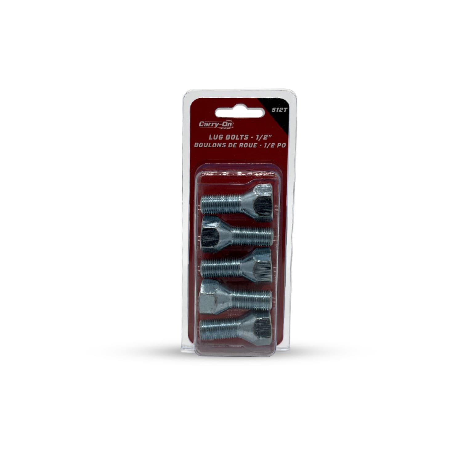 Juego de pernos de rueda de 1/2 pulgadas para remolque, paquete de 5, para reparación de remolques - Capacidad de peso de 2,000 lb, construcción de acero negro 512T