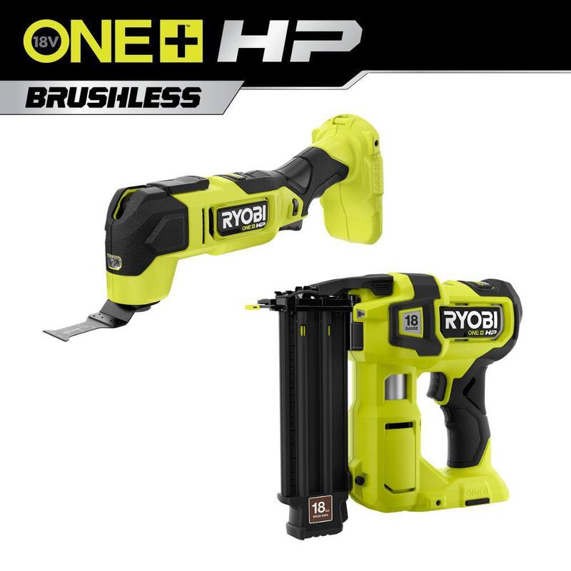 RYOBI ONE+ HP 18V 18GA Clavadora inalámbrica Brushless Airstrike con HP 18V Herramienta multiusos oscilante - P322-PBLMT51B