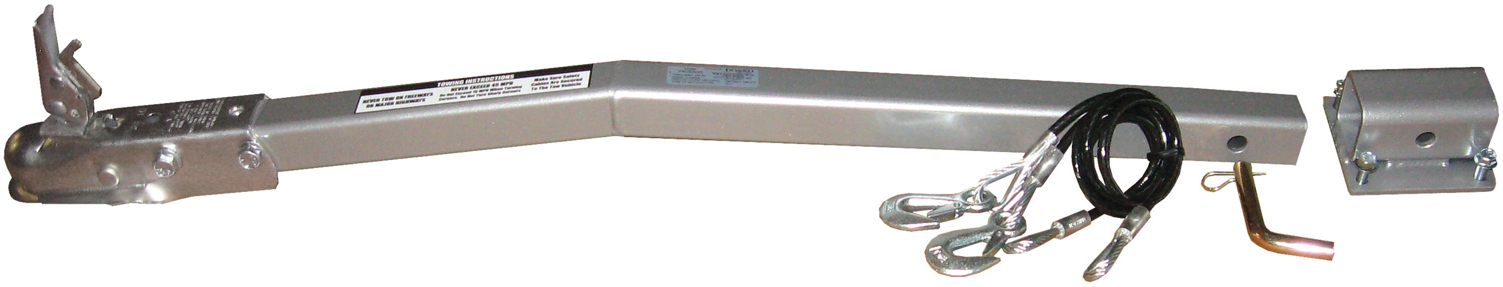 Barra de remolque de acero resistente Dosko con acoplador de 2 pulgadas y cables de seguridad - 39 x 7 pulgadas 337-357TP