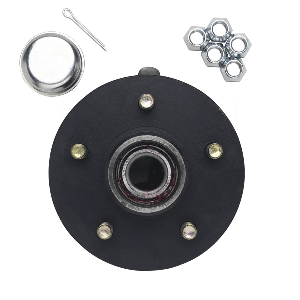 Kit de ensamblaje de cubo de remolque de 5 pernos para remolque con capacidad de 1,750 lb y patrón de pernos de 4-1/2 pulgadas 545T.