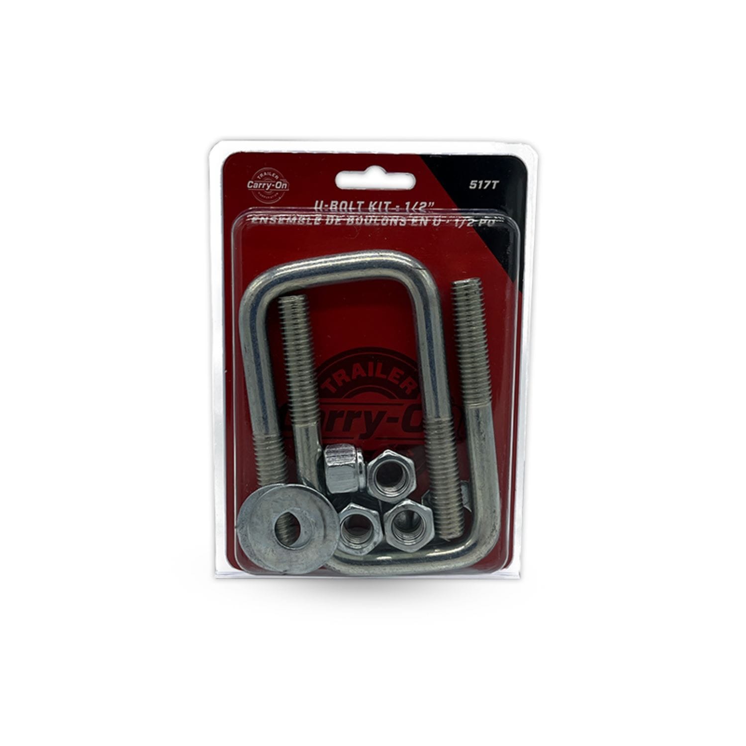 Kit de pernos en U cuadrados de 1/2 pulgadas con acabado en zinc para reparación de remolques - Juego de 2 pernos en U 517T