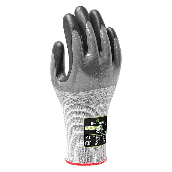 Guantes recubiertos resistentes a cortes Showa, Nivel de corte A3, calibre 13, gris, XL (9) - 576XL-09