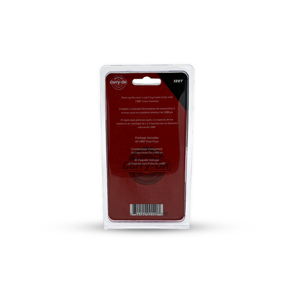 Tapas de polvo para ejes de remolque Carry-On de 2000 lb a 3500 lb, diámetro de 1.98 pulgadas, paquete de 2 unidades, 120T