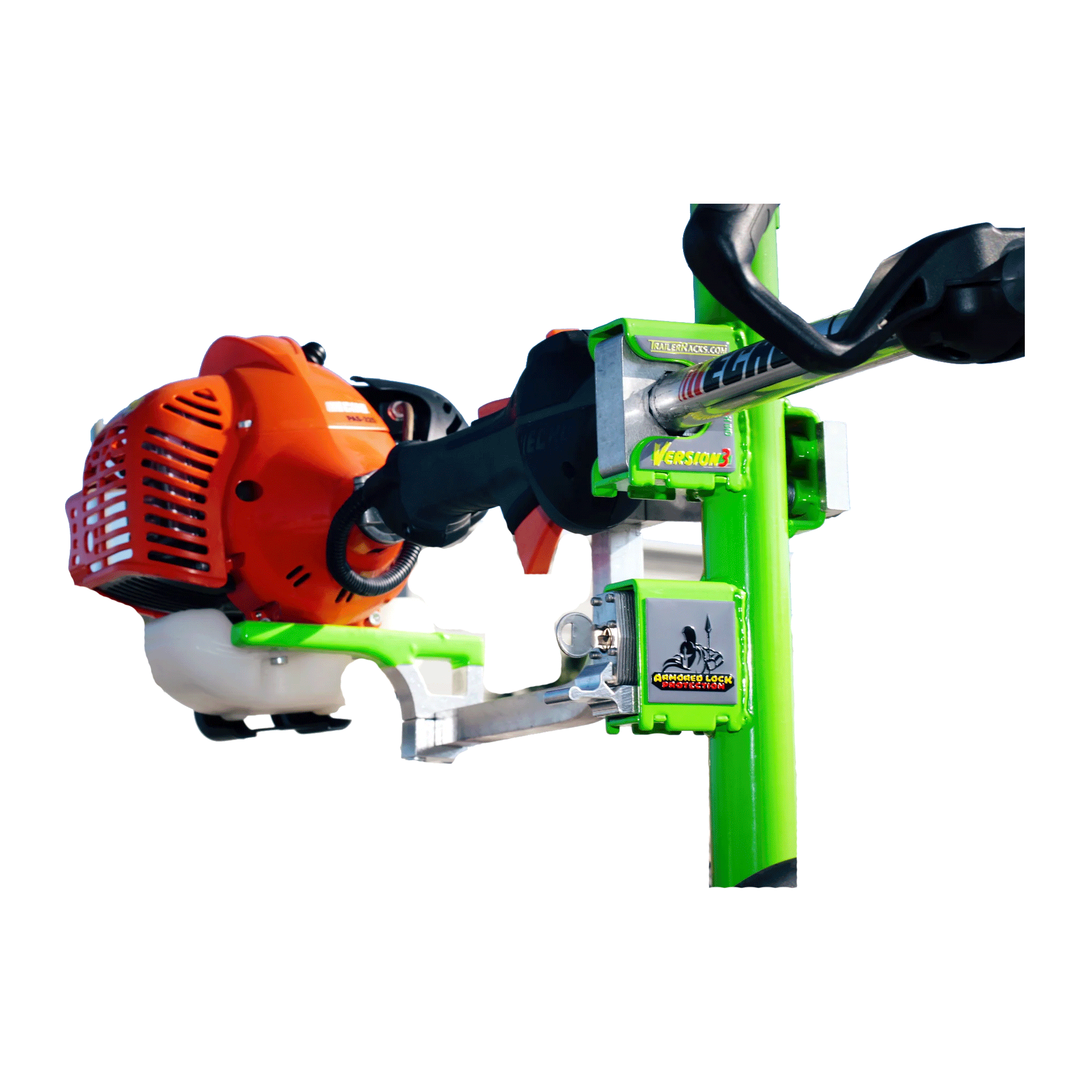 Rack para Recortadora de la Serie Xtreme Pro de 2 posiciones de GREEN TOUCH INDUSTRIES para Remolques Abiertos y Cerrados - Construcción de Acero Resistente XA102