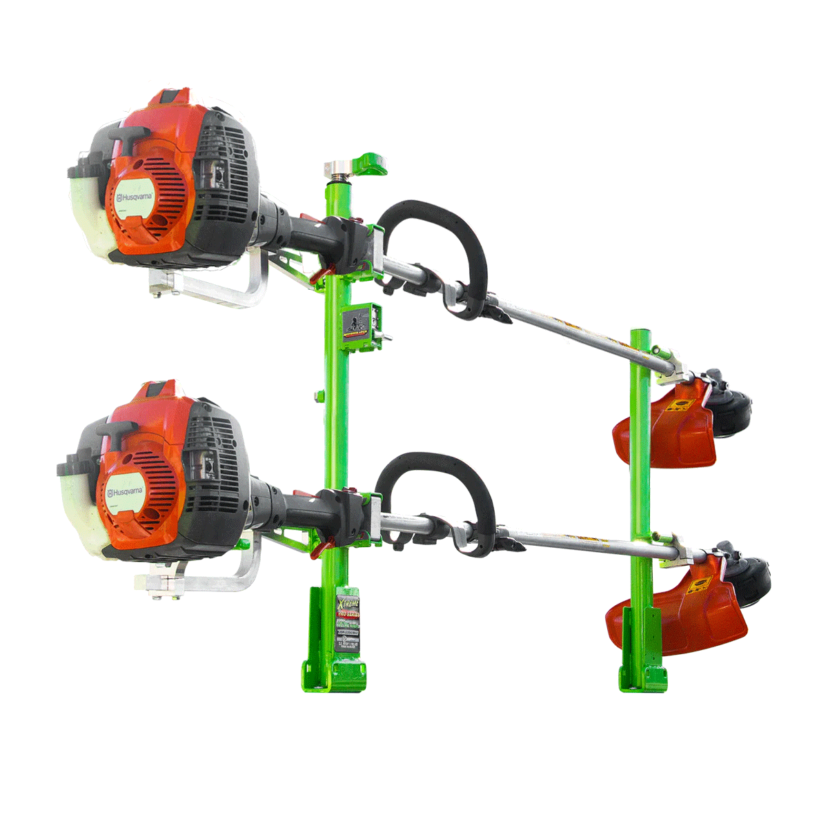 Rack para Recortadora de la Serie Xtreme Pro de 2 posiciones de GREEN TOUCH INDUSTRIES para Remolques Abiertos y Cerrados - Construcción de Acero Resistente XA102