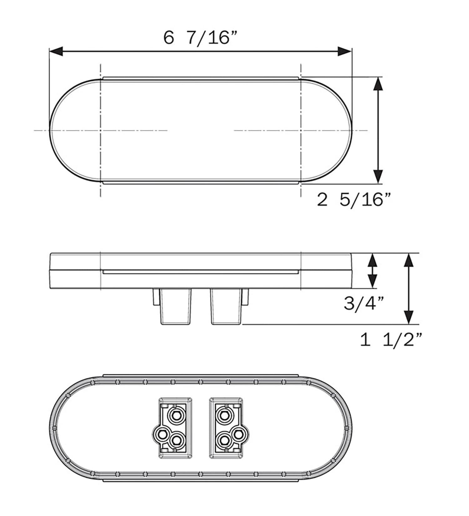 Kit de luces traseras selladas ovaladas de combinación LED de 6 pulgadas para remolque de mano CO-TLL211XRTMK