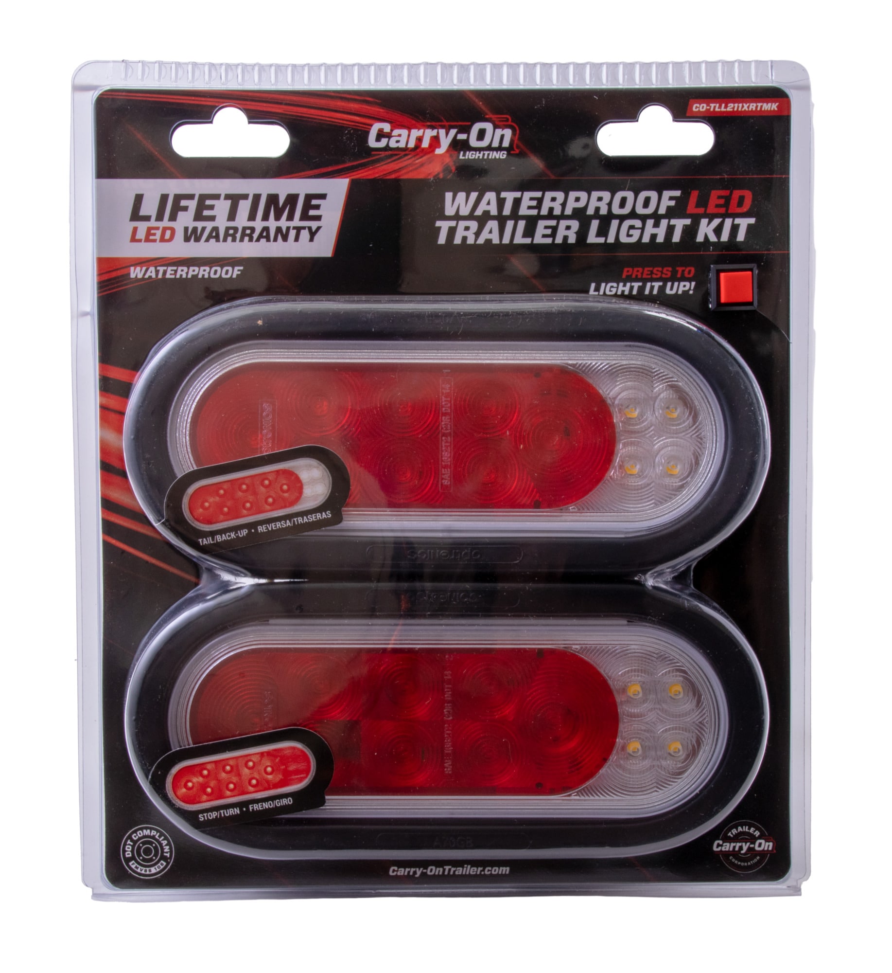 Kit de luces traseras selladas ovaladas de combinación LED de 6 pulgadas para remolque de mano CO-TLL211XRTMK