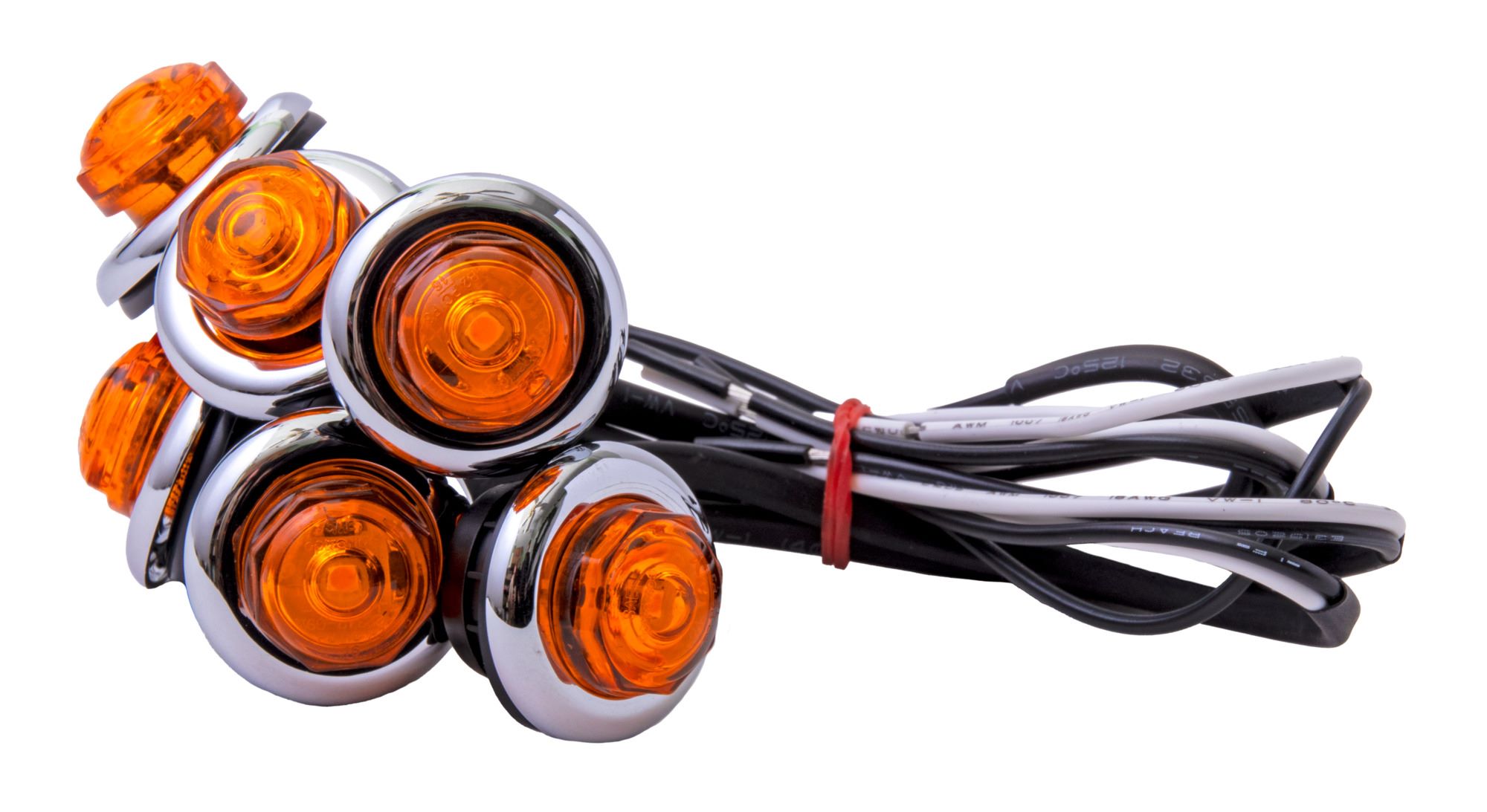 Luces de marcador/claro LED ámbar selladas de 3/4 de pulgada para remolque de mano - Juego de 6 piezas