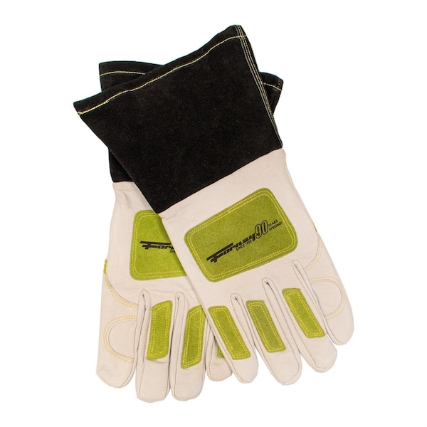 Guantes de soldadura multiusos para hombre Forney de piel de cabra, blancos y verdes - Grande - FOR53415