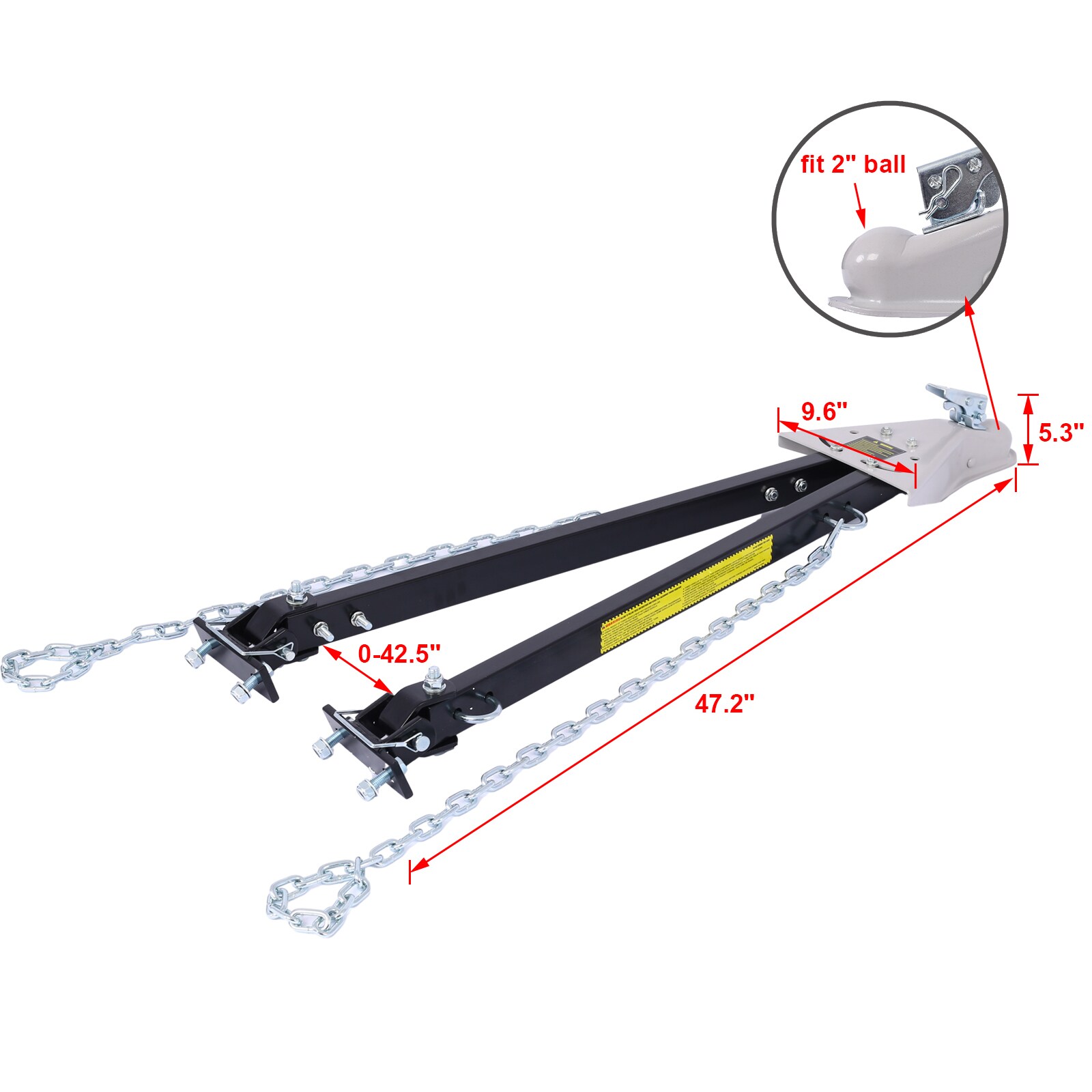 Barra de remolque universal Maocao Hoom con capacidad de peso de 5000 libras para remolcar autos o RV en terrenos planos o como dinghy, acople de 2 pulgadas FZ67482.