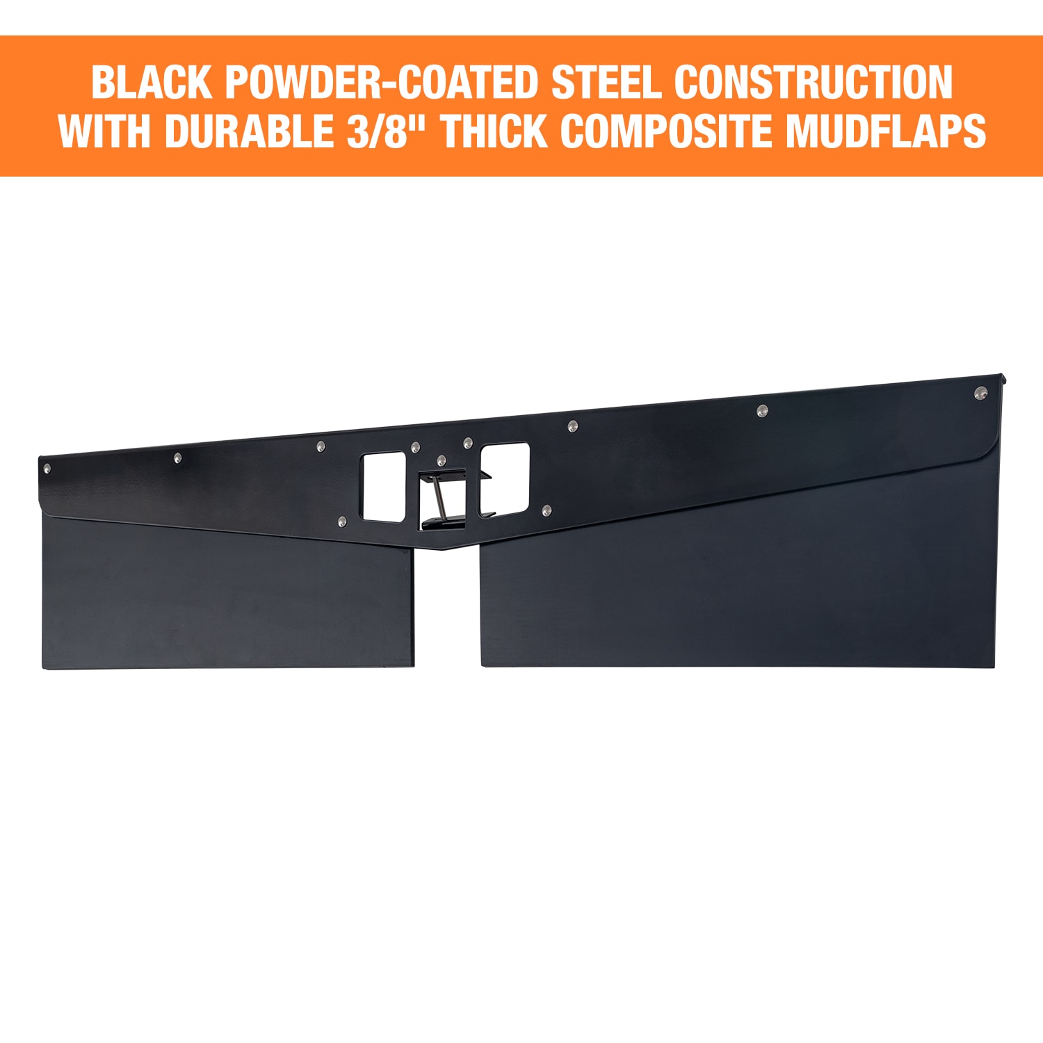 Protectores de piedra montados en el enganche de Buyers Products con faldones de goma de 15 pulgadas 8597215