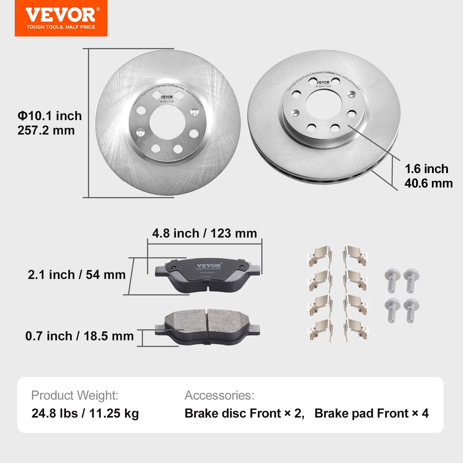 Kit de Frenos Delanteros VEVOR para Vauxhall Adam(M13), Corsa D (S07), Corsa D Caja/Hatchback (S07), Juego de Reemplazo de Rotores de Freno y Pastillas de Cerámica, Rotores Delanteros de 257mm QCCCPTZTYVAU7K80QV0.