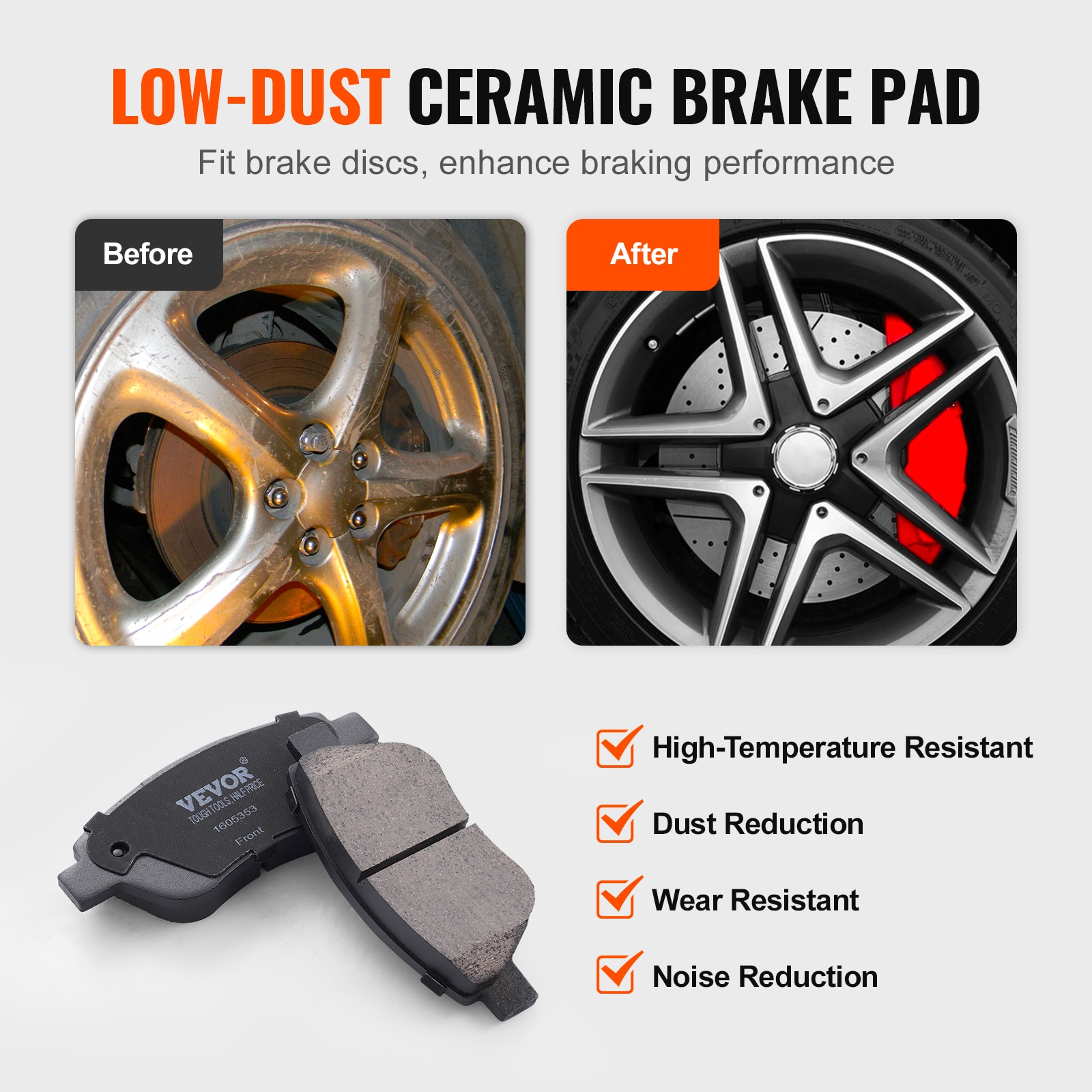 Kit de Frenos Delanteros VEVOR para Vauxhall Adam(M13), Corsa D (S07), Corsa D Caja/Hatchback (S07), Juego de Reemplazo de Rotores de Freno y Pastillas de Cerámica, Rotores Delanteros de 257mm QCCCPTZTYVAU7K80QV0.