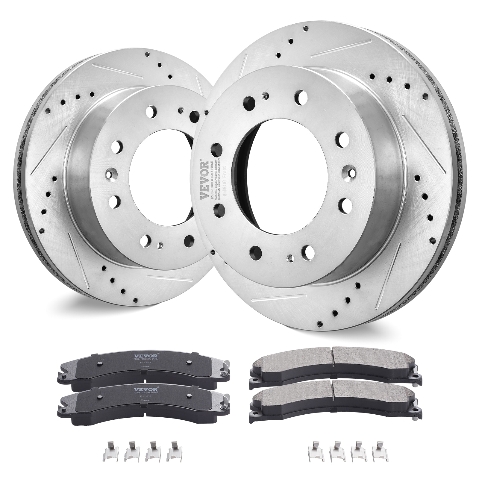 Juego de frenos delanteros compatible con Chevy Silverado y GMC Sierra 2500 3500 HD 2011-2019, rotores de freno perforados y ranurados, pastillas de freno de cerámica, kit de reemplazo de 14 rotores delanteros