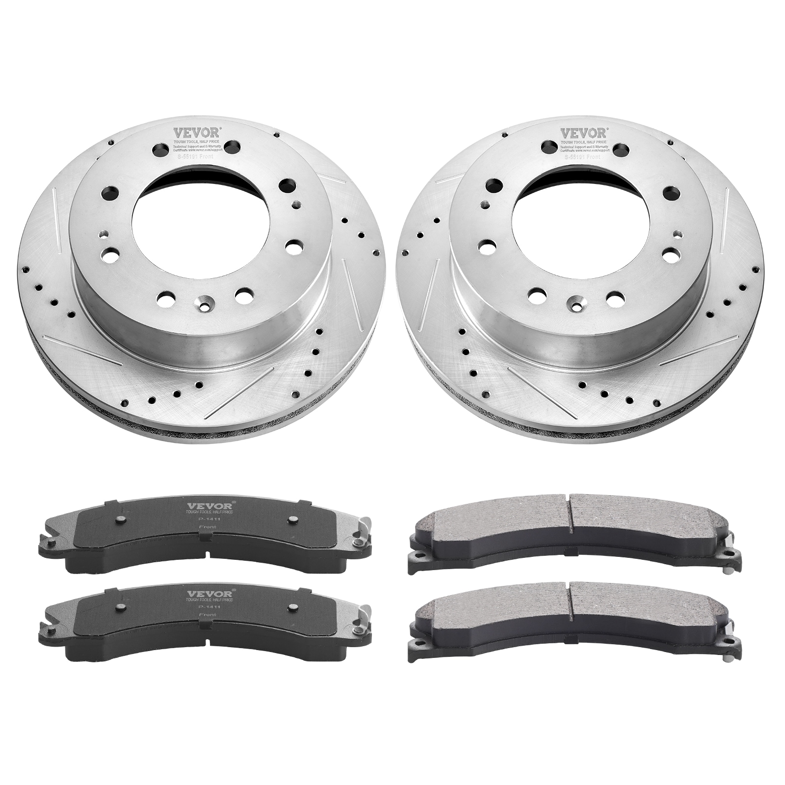 Juego de frenos delanteros compatible con Chevy Silverado y GMC Sierra 2500 3500 HD 2011-2019, rotores de freno perforados y ranurados, pastillas de freno de cerámica, kit de reemplazo de 14 rotores delanteros